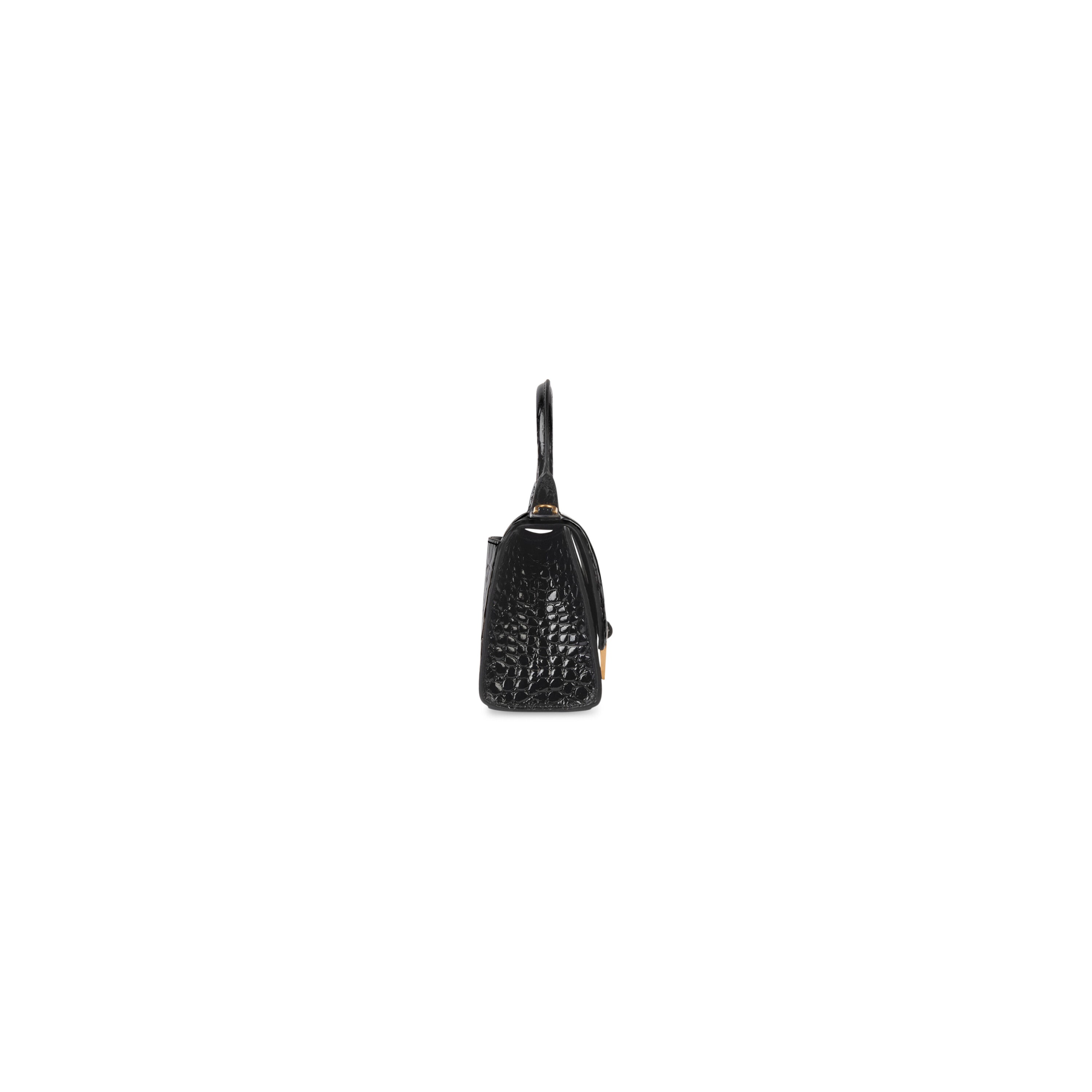 WOMEN'S HOURGLASS XS HANDBAG CROCODILE EMBOSSED IN BLACK - Replicaclubs