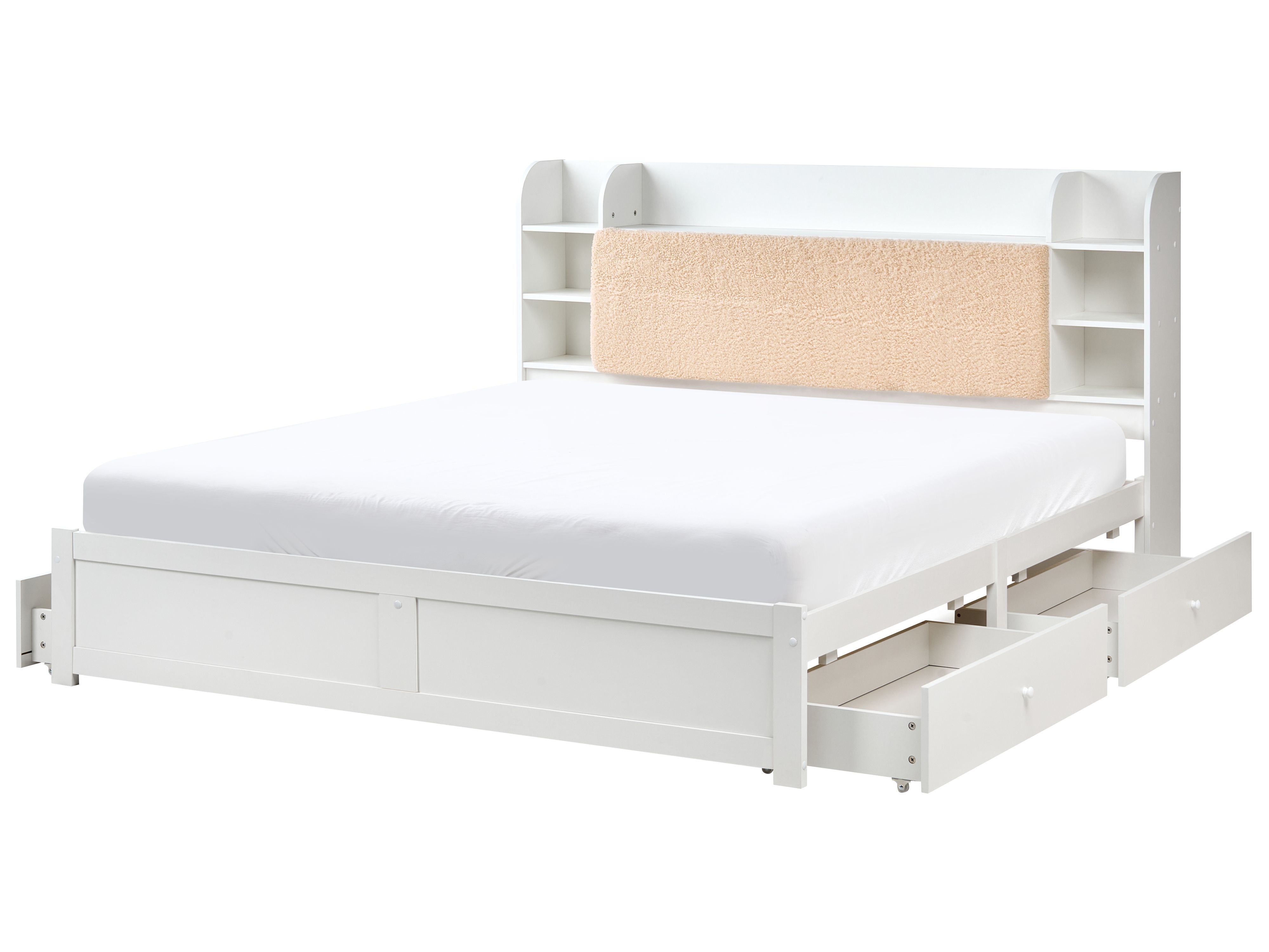 Bed with Storage Drawers BIZOU 180 x 200 cm (EU Super King) White