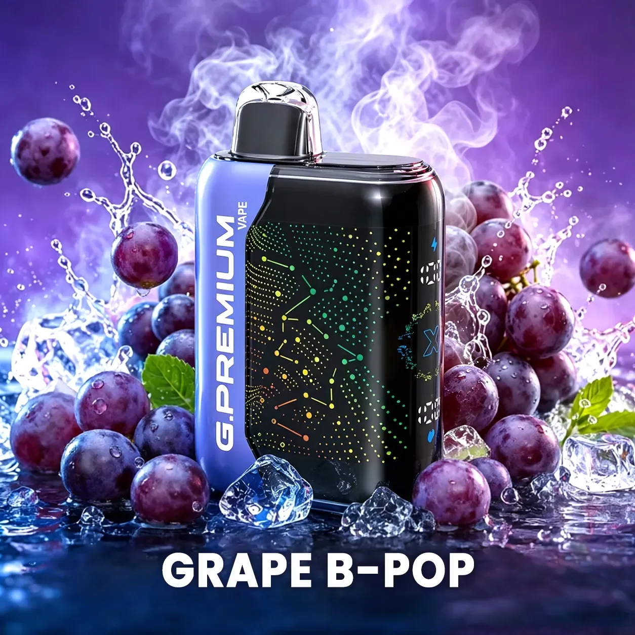 GEEK BAR PREMIUM 60 000 puffów – wariant Grape B-Pop; 10 smaków, Dual Mesh, 28 ml, 800 mAh