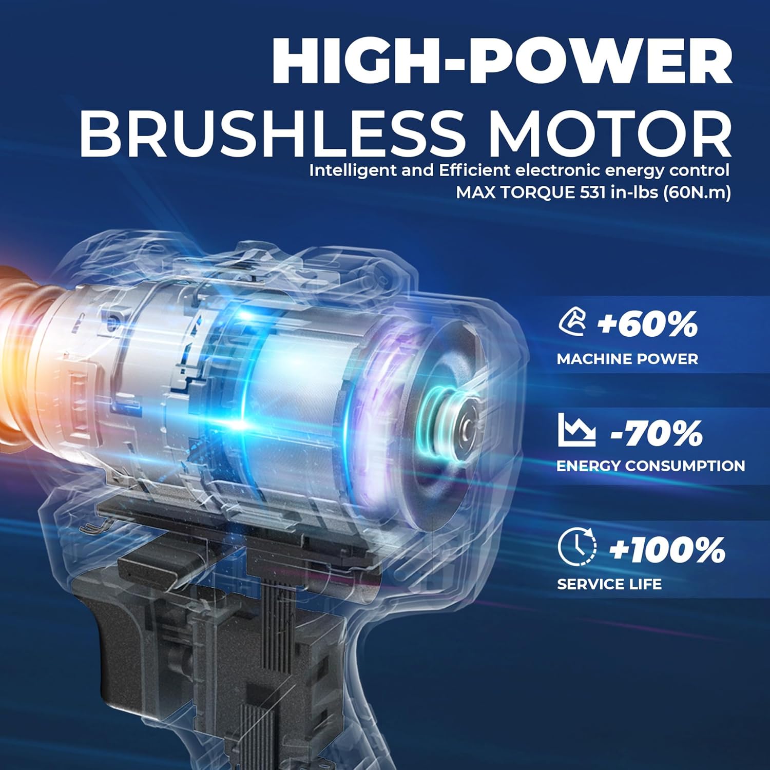Dong Cheng 20V Brushless Heavy-duty Impact Drill, 531in-lbs, 1/2