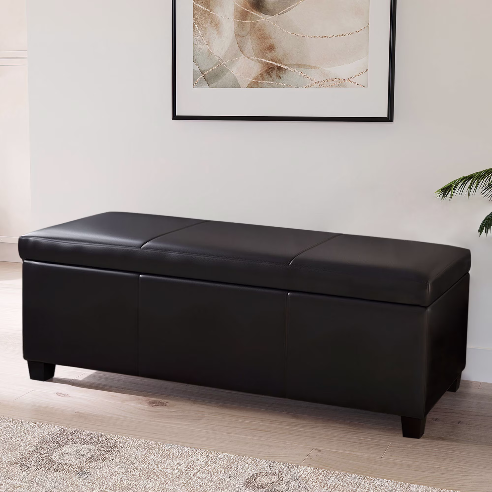 BELLEZE Storage Ottoman Bench Footstool - Amherst (Beige) - Image 5