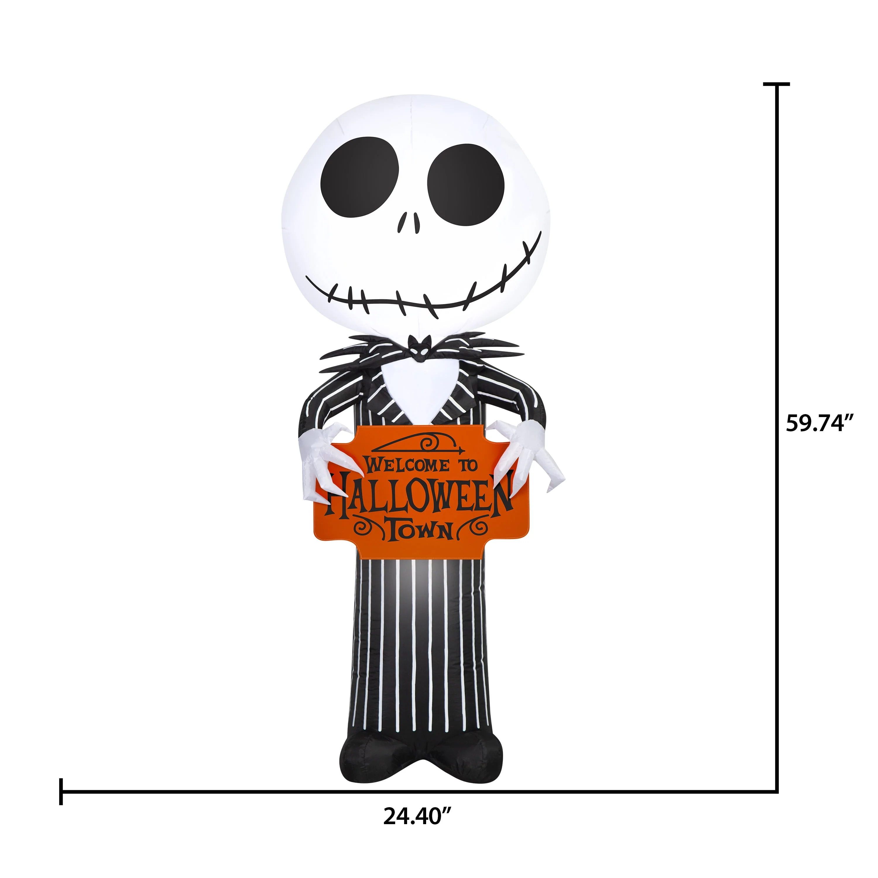 Airblown Halloween Yard Inflatables Light Jack Skellington with Welcome to Halloween Town Sign Disney, 5 ft - Image 3 Airblown Halloween Yard Inflatables Light Jack Skellington with Welcome to Halloween Town Sign Disney, 5 ft - Image 3