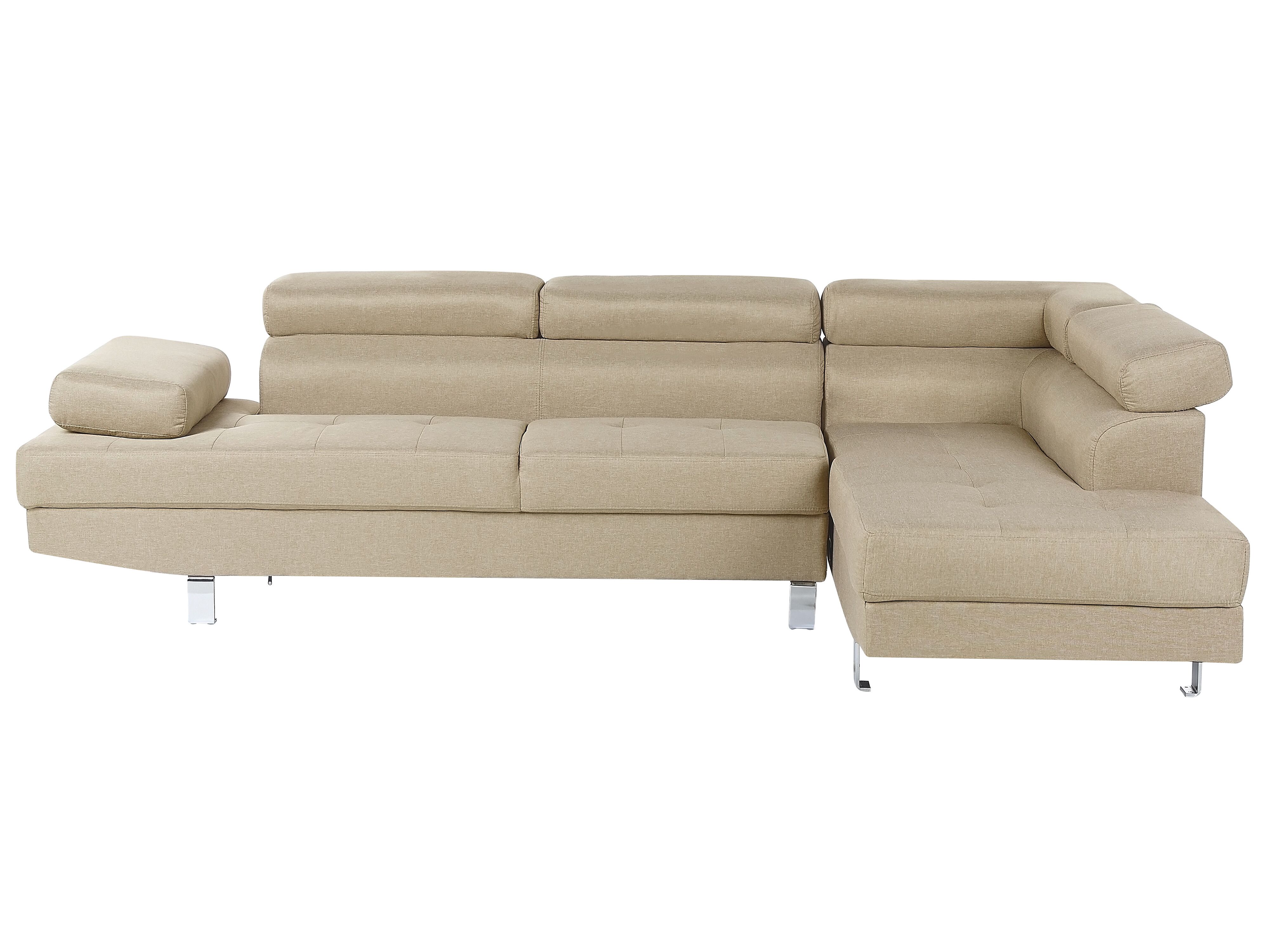 Corner Sofa 5 Seater NORREA Fabric Light Beige Left Hand
