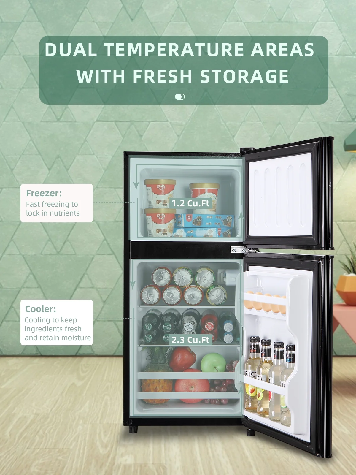Krib B Compact Refrigerator 3.5 Cu.ft, Mini Fridge with Freezer, Modern Fridge with Dual Door, 7 Grade Temperature Adjustment, Silver - Image 21