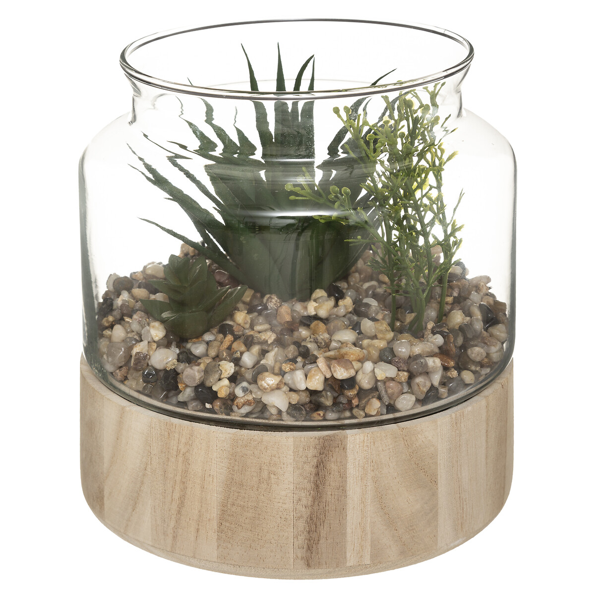 Artificial plant terrarium Glass pot, H.17,5 cm