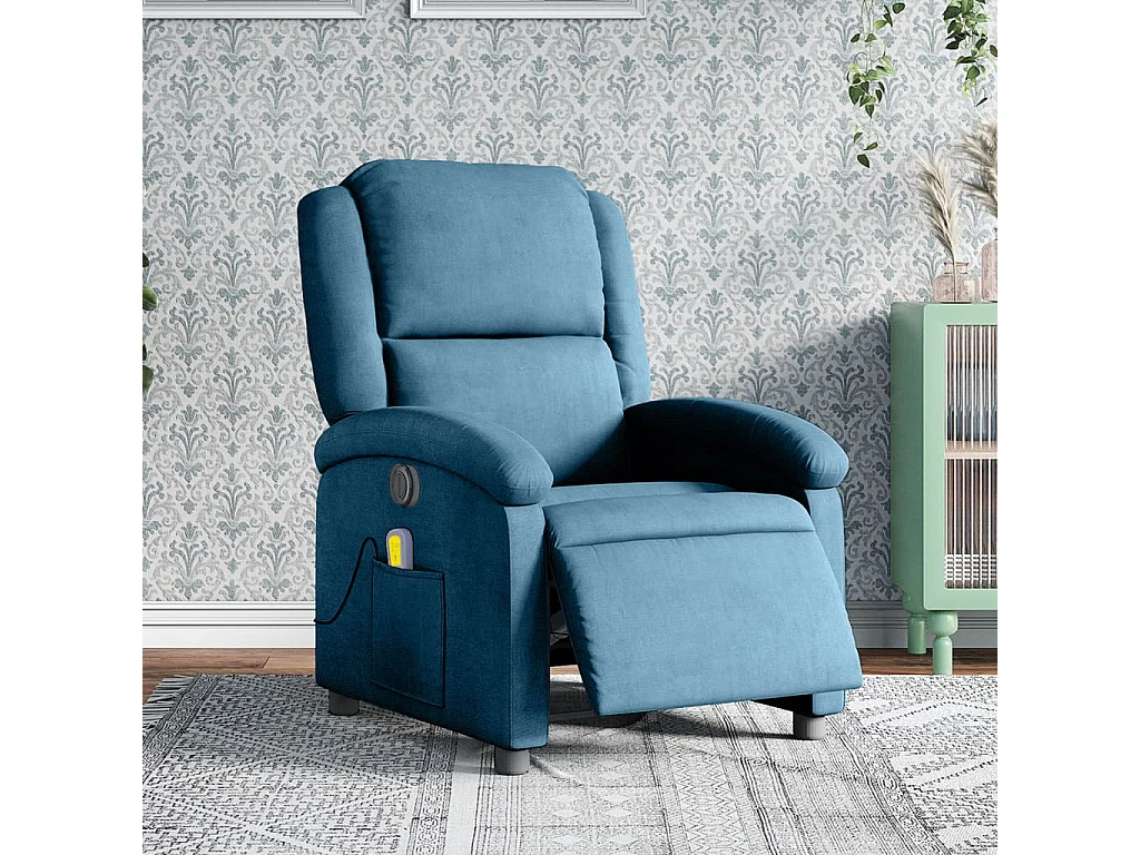Fauteuil inclinable électrique-Chaise-Fauteuil de Massage bleu velours SHL1284