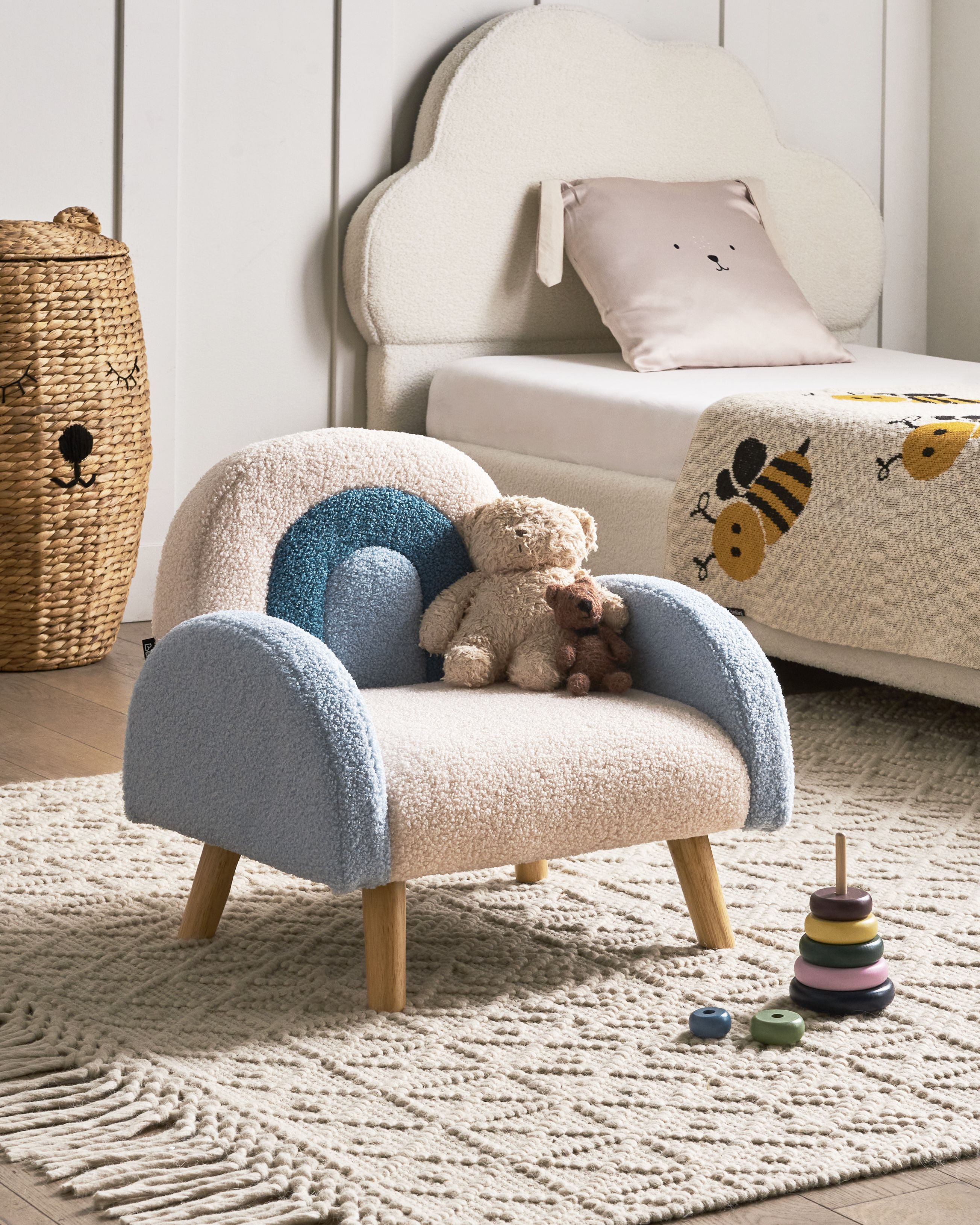 Kids Armchair Rainbow OMBO Boucle Light Blue