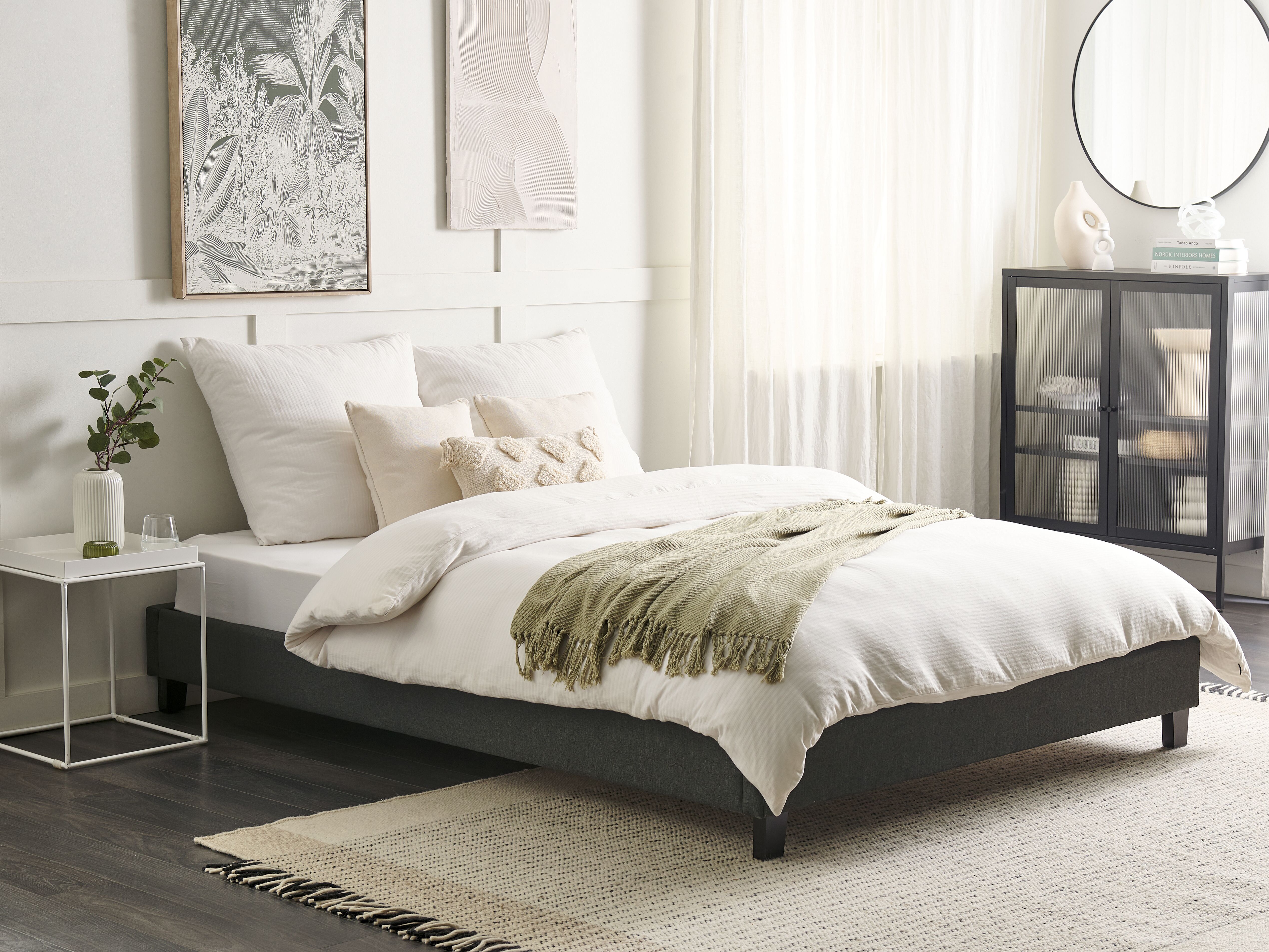 Bed without Headboard Fabric ROANNE 160 x 200 cm (EU King Size) Grey
