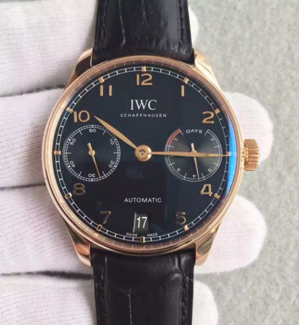 Replica IWC ZF Portuguese RG IW5007 Black Dial Leather Strap A52010 - Top club
