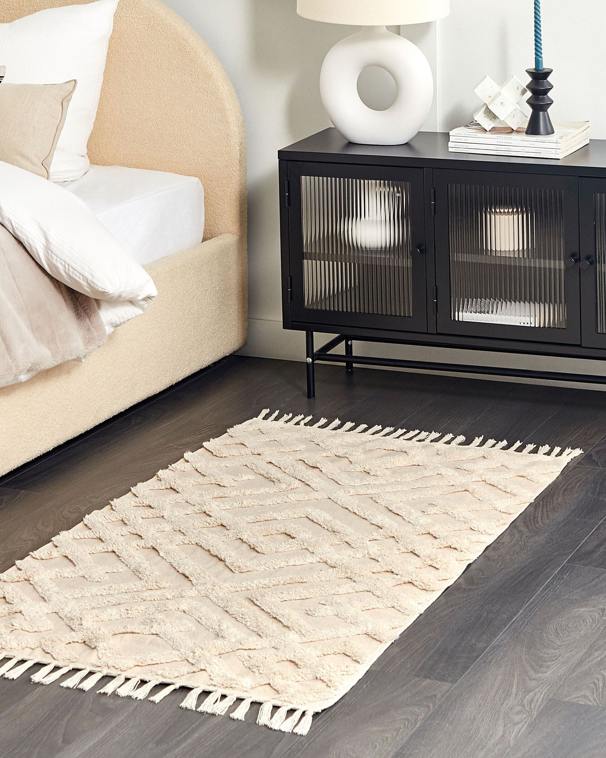 Rug ARDAHAN Beige 80 x 150 cm Cotton