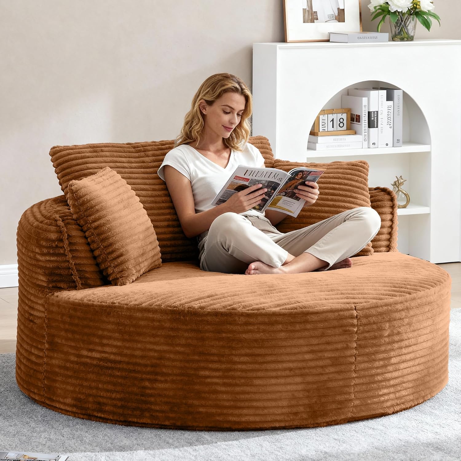 Oversized Round Chair Lounge Chaise Indoor, 53.5