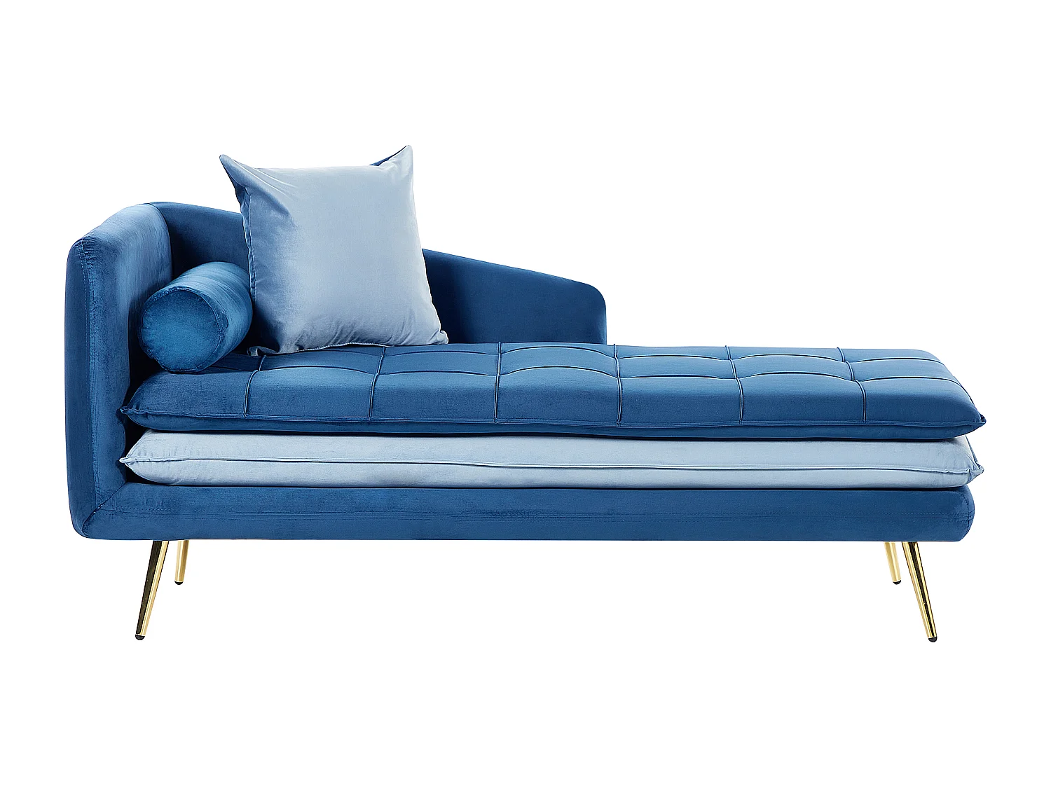 Chaise longue côté gauche GONESSE Velours Bleu