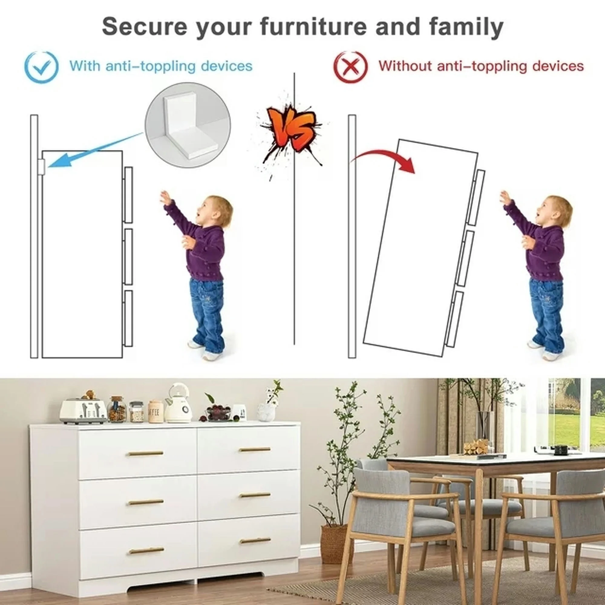 Kadyn White Chest of Drawer, 6 Double Drawer Dresser for Bedroom, Modern Storage Cabinet for Living Room, Dresser - Image 23