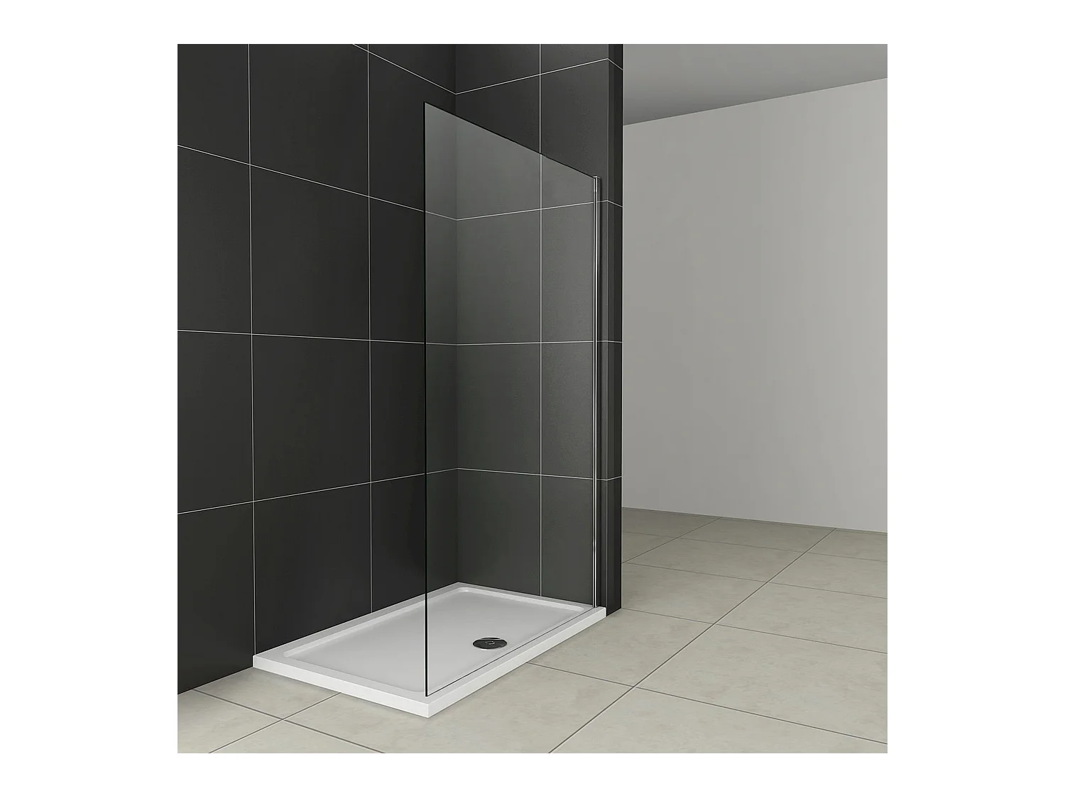 Paroi de douche à l'italienne 90x200cm en 8mm verre trempé anticalcaire, sans barre de fixation
