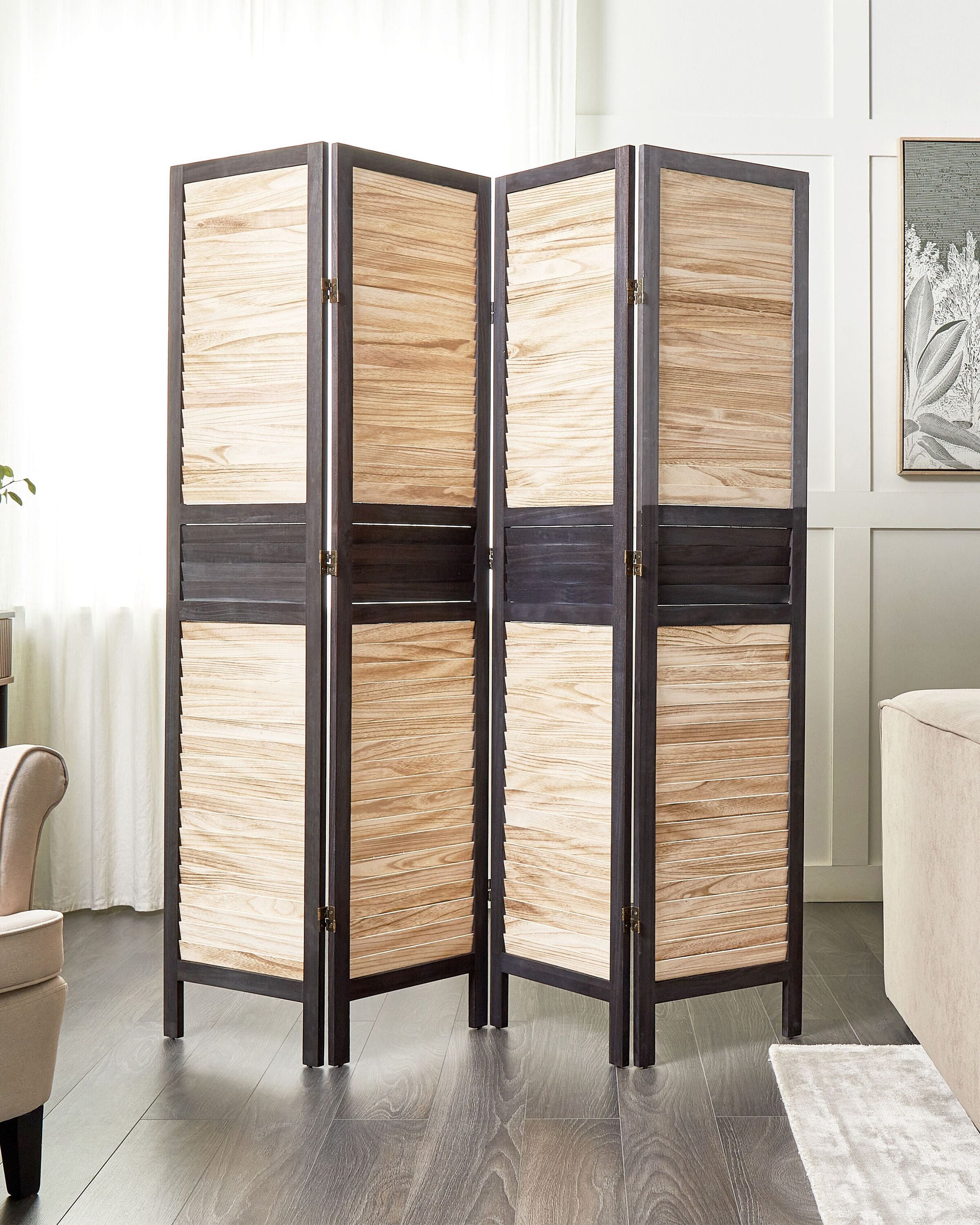 4 Panel Room Divider BRENNERBAD Brown/ Black 164 cm 170 cm