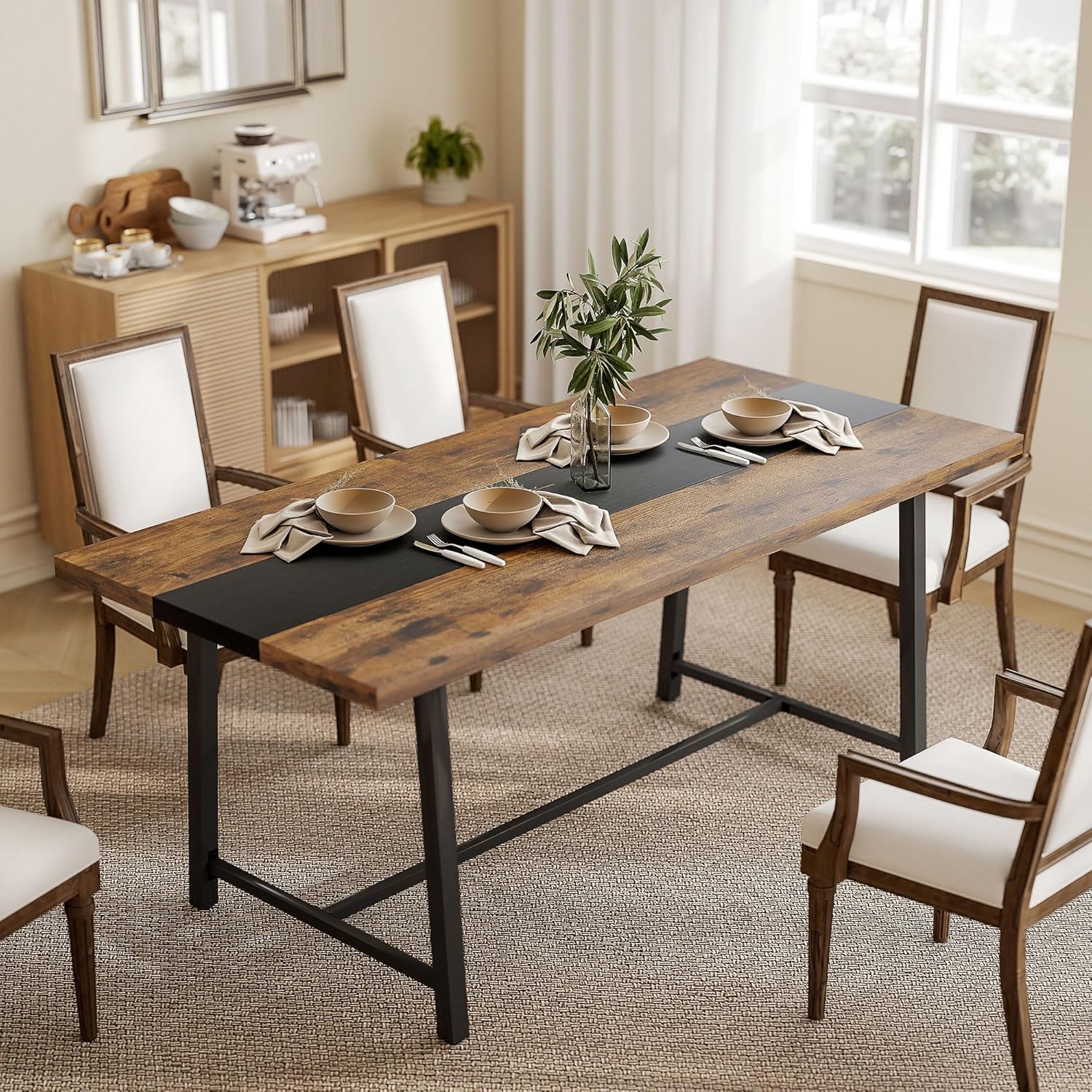 HOMCOM Industrial Dining Table for 8 People, 70.9