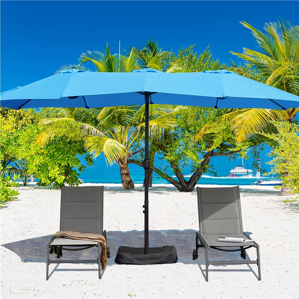 Topeakmart 13ft Patio Parasol Canopy with Crank, Tan - Image 42
