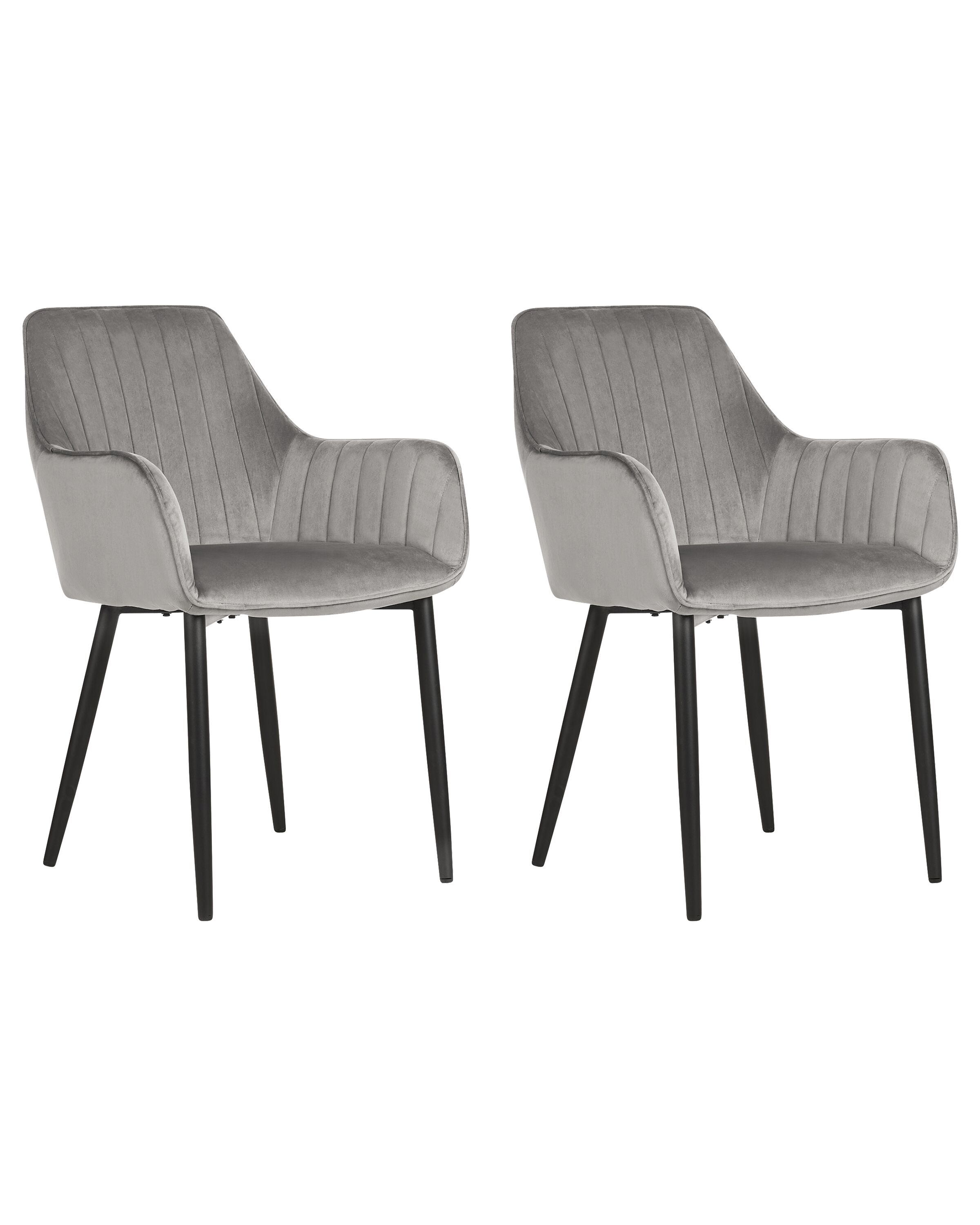 Set of 2 Dining Chairs WELLSTON Velvet Dark Grey