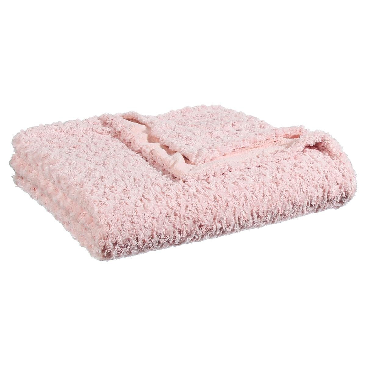 Faux fur plaid "Bouclette" Pink, 180x230 cm