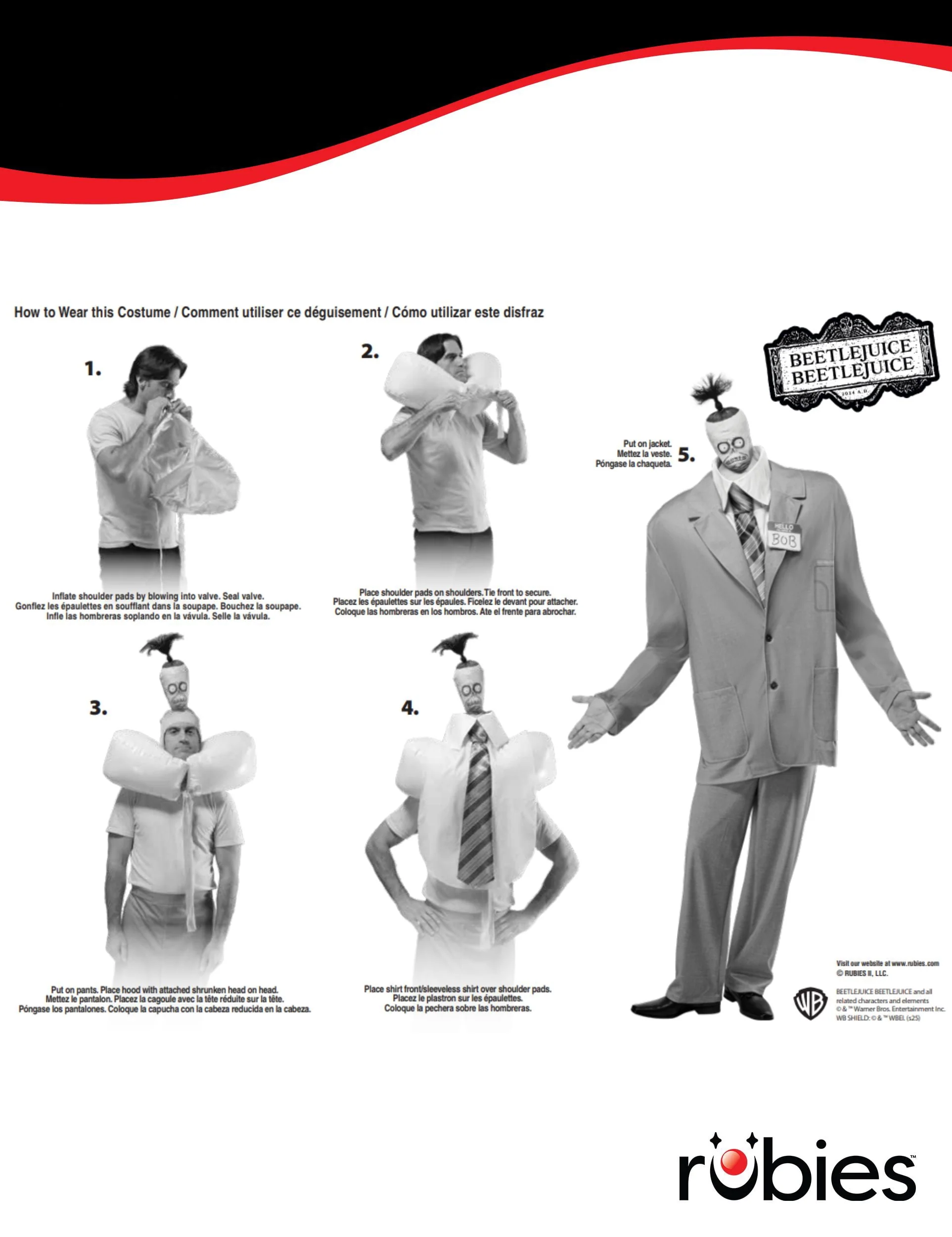 Beetlejuice Beetlejuice Bob Deluxe Costume for Adults by Rubies - Image 9 Beetlejuice Beetlejuice Bob Deluxe Costume for Adults by Rubies - Image 9