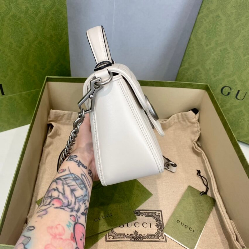 Replica Gucci Gg Marmont White Matelasse Leather Mini Top Handle Bag 5835711:1High-quality replica