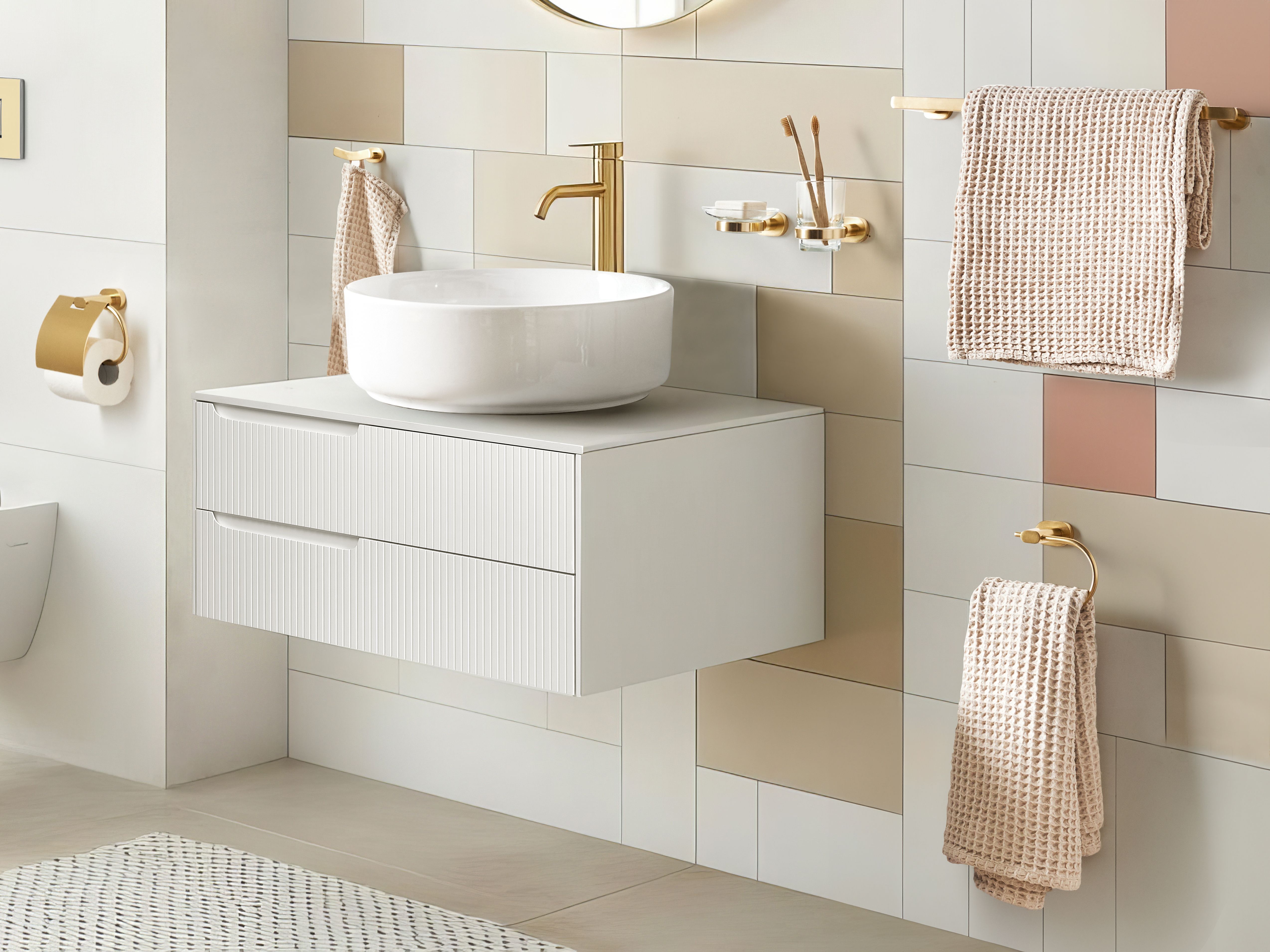 6-Piece Bathroom Hardware Set TOCOPILLA with Towel Bars and Hooks Gold