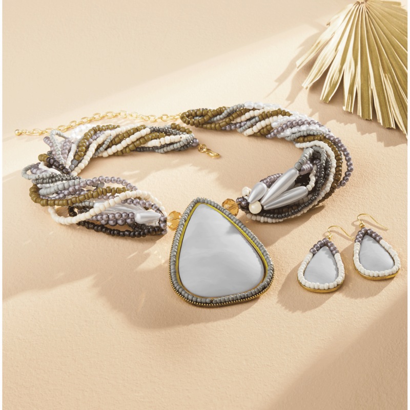 Bead/Stone Necklace & Earring Set - MIDNIGHT VELVET CATALOG