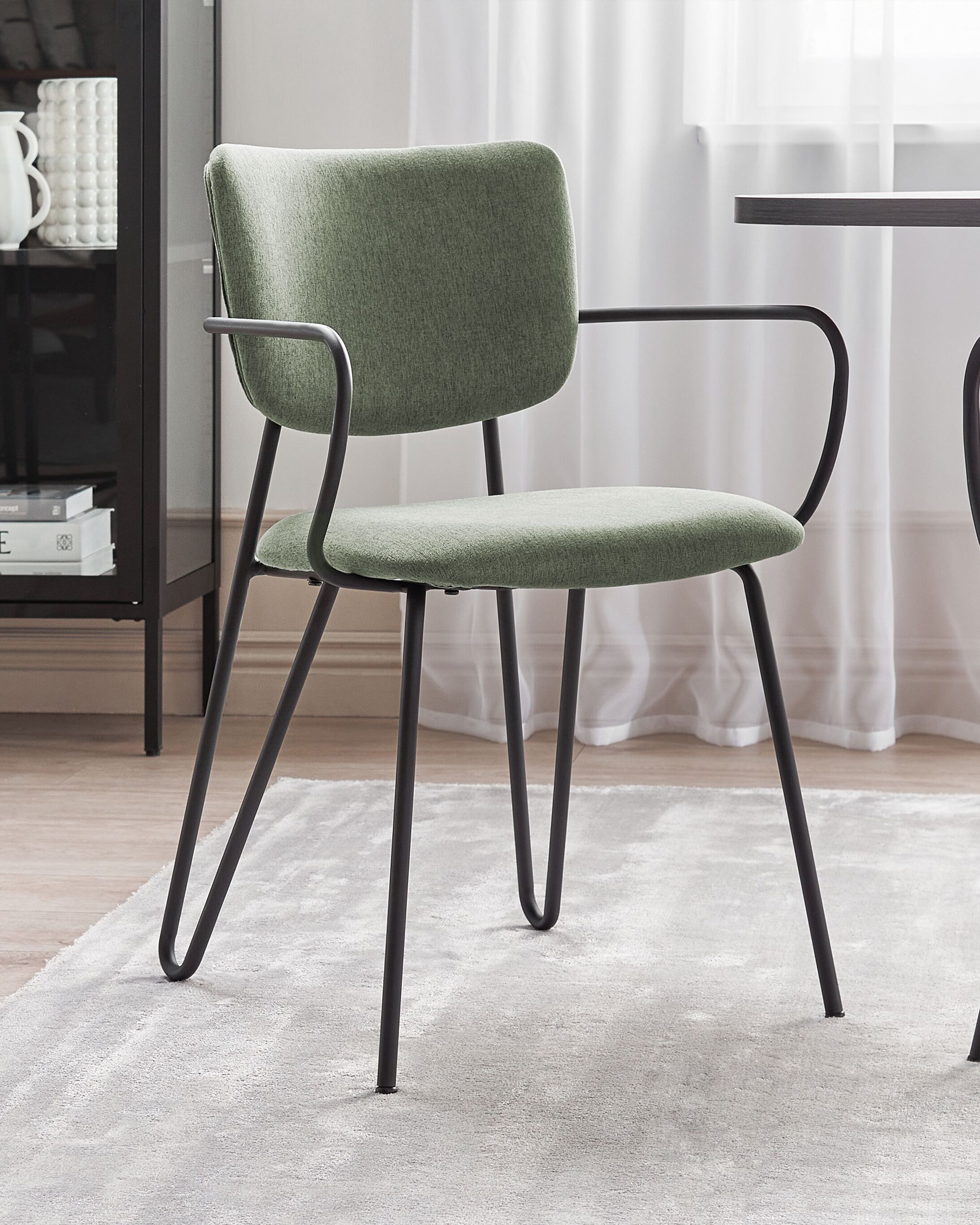 Set of 2 Dining Chairs ELKO Fabric Dark Green