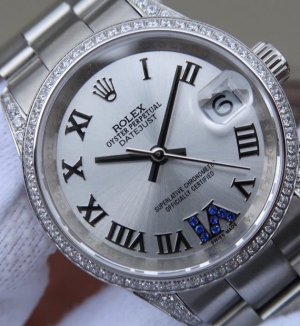Replica Rolex DateJust 31mm 178383 Diamonds Bezel Roman Markers White Dial A2235 - Top club