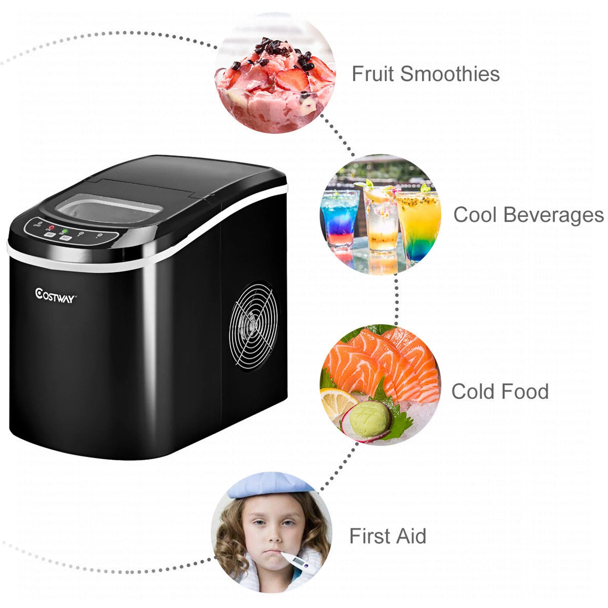 Costway Silver Portable Compact Electric Ice Maker Machine Mini Cube 26lb/Day - Image 34