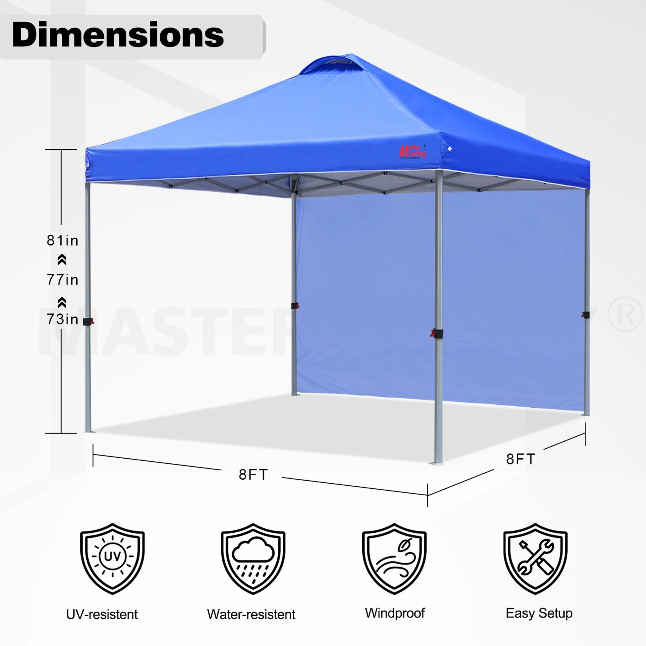 MASTERCANOPY 10' x 10' Easy Pop-up Canopy Tent Outdoor Shade Shelter with 1 Sidewall, White - Image 13