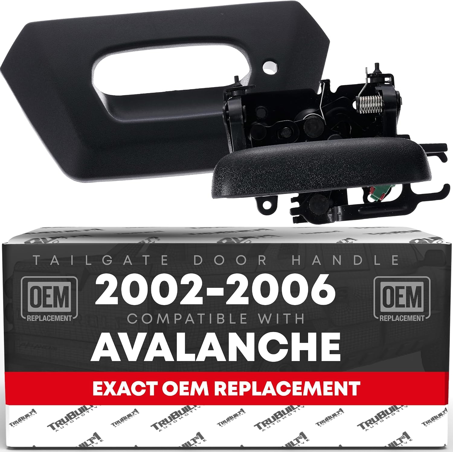 T1A Tailgate Handle Assembly Replacement - Compatible with 2002-2006 Chevrolet Avalanche - Textured Black, Liftgate Latch Handle - OEM 15094722, 93440179, GM1916105, GM1915115, 82779, 79602