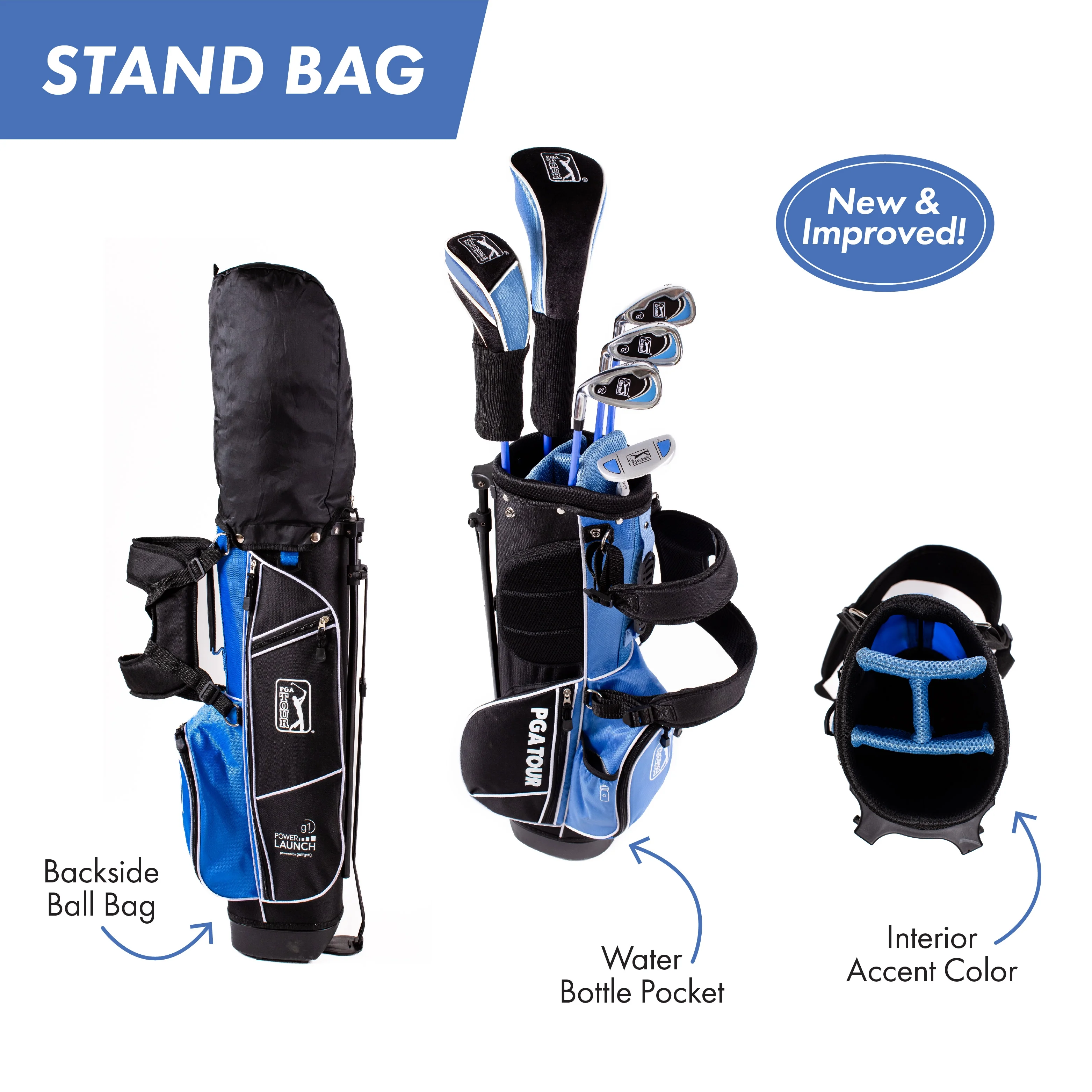 PGA Tour Right-Handed 10 Piece Kids Golf Club Stand Bag Set; Player Height 4'8 - 5'2", Ages 8-12 - Image 12