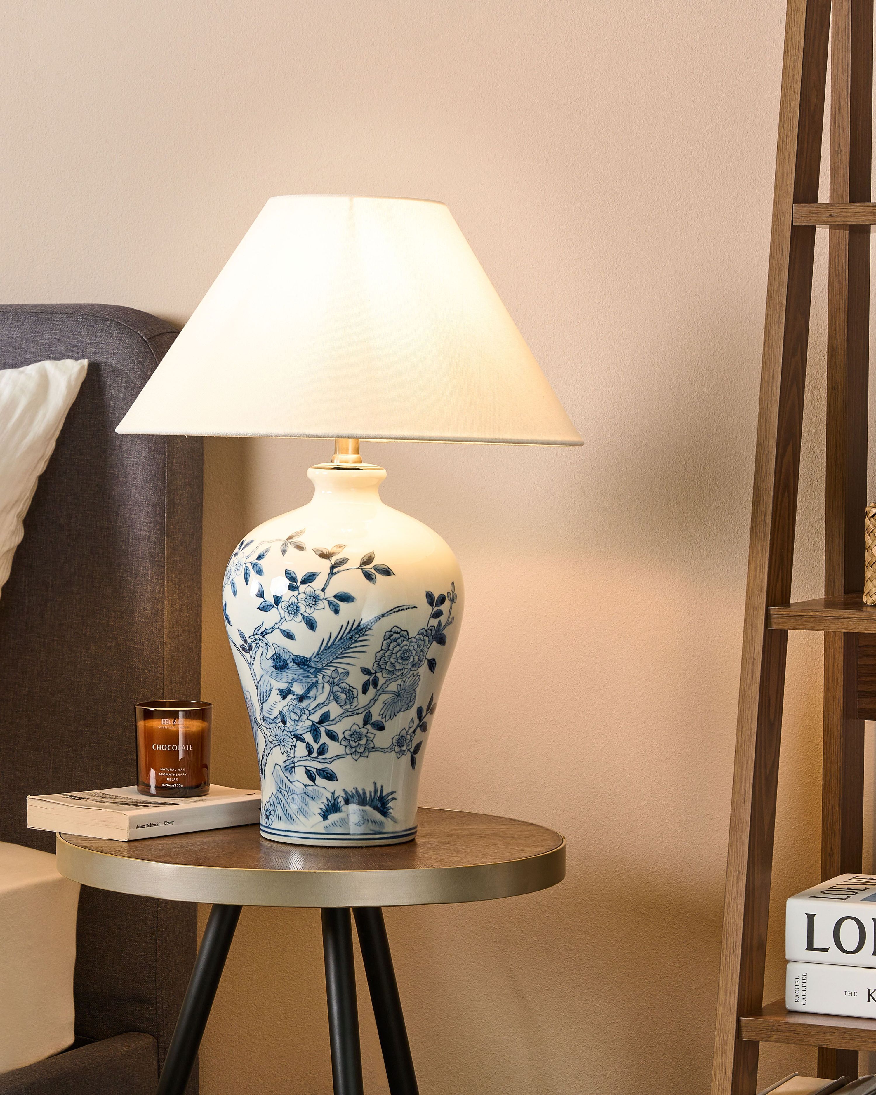 Table Lamp MAGROS Porcelain White/ Blue