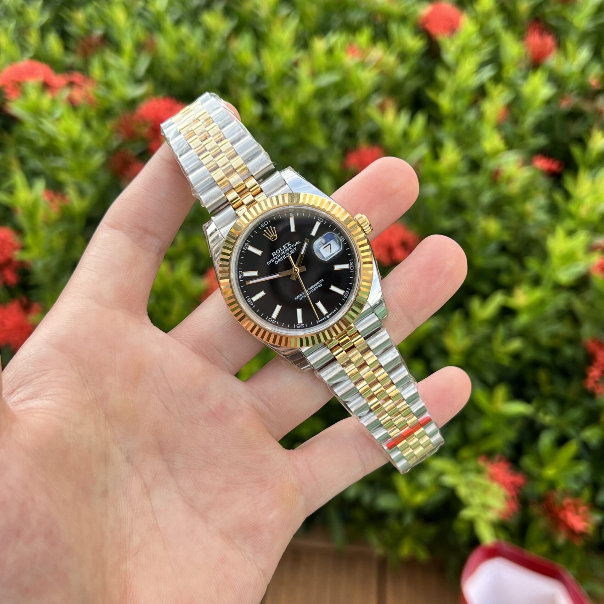Rolex DateJust Replica 1:1 Watch Demi Black Dial EW Factory 41mm - Top club