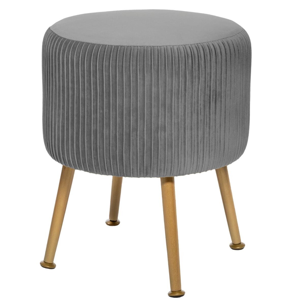 Stool "Solaro" Pleated velvet, Grey