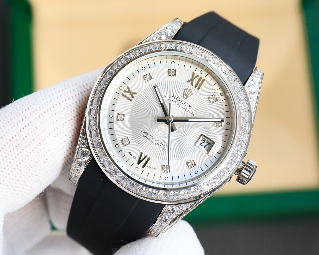 Rolex Logbook Full Luxury-Roman Diamond Dial-18k Nano-Technology 41MM-White(1:1 replica) - Top club