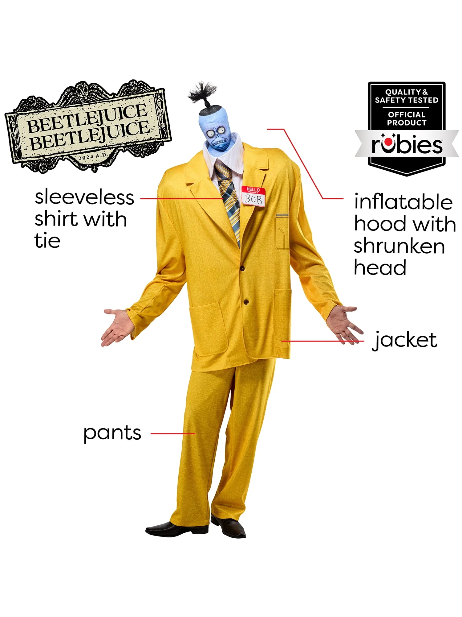 Beetlejuice Beetlejuice Bob Deluxe Costume for Adults by Rubies - Image 8 Beetlejuice Beetlejuice Bob Deluxe Costume for Adults by Rubies - Image 8