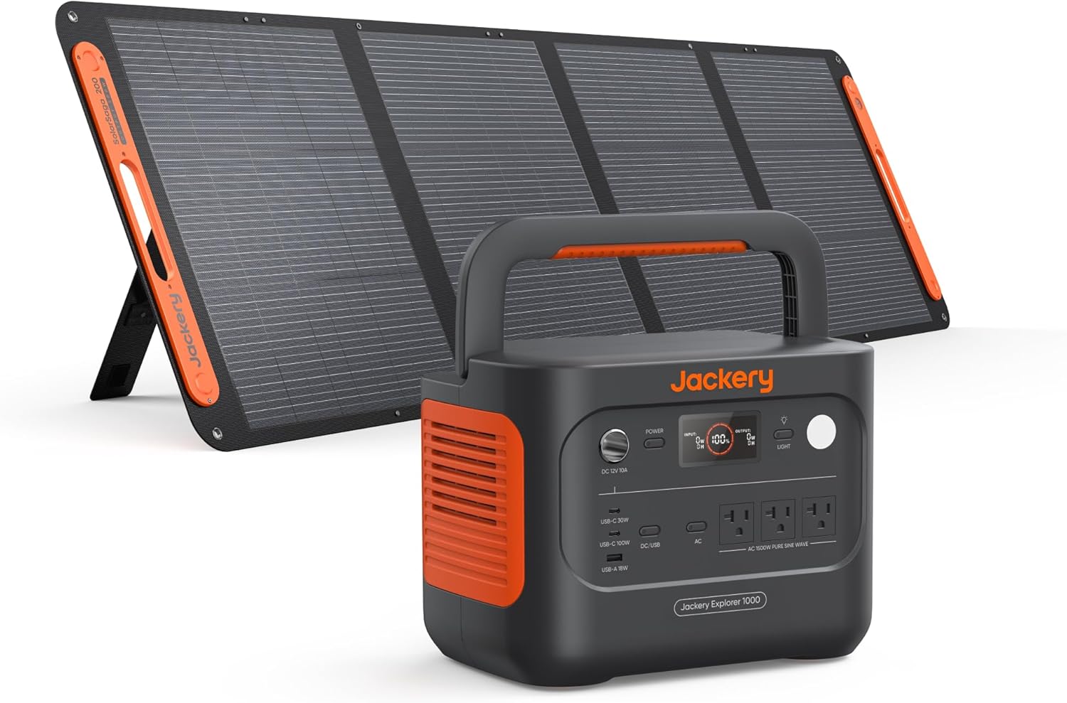 Jackery Solar Generator 1000 v2 with 200W Solar Panel,1070Wh Portable Power Station LiFePO4 Battery,1500W AC/100W USB-C Output, 1Hr Fast Charge for Outdoor,Off-Grid Living,RV,Emergency - Wholesale & Influencer