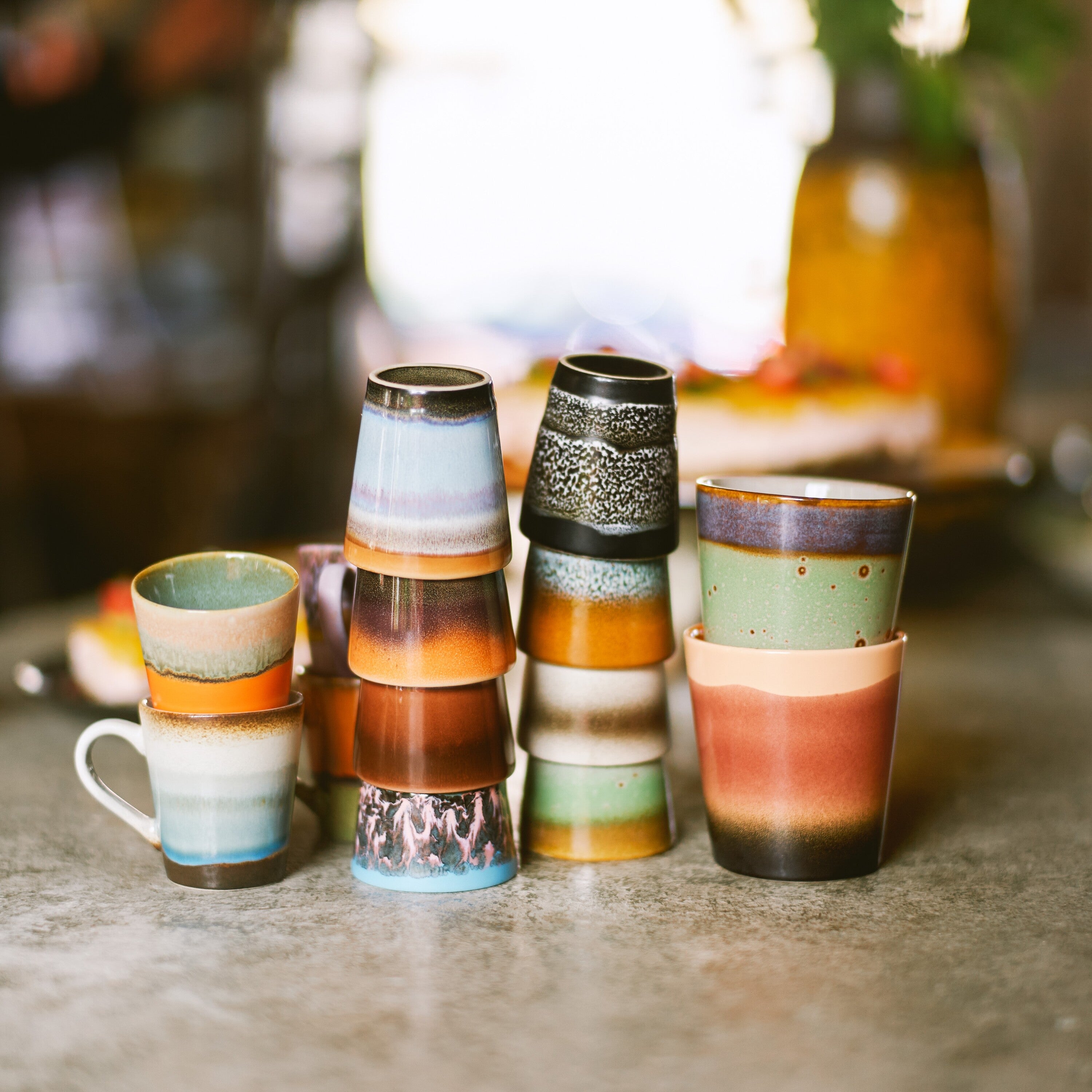 HKliving 70's Ceramics Mokken 0,23 L - Set van 6 - Grounding