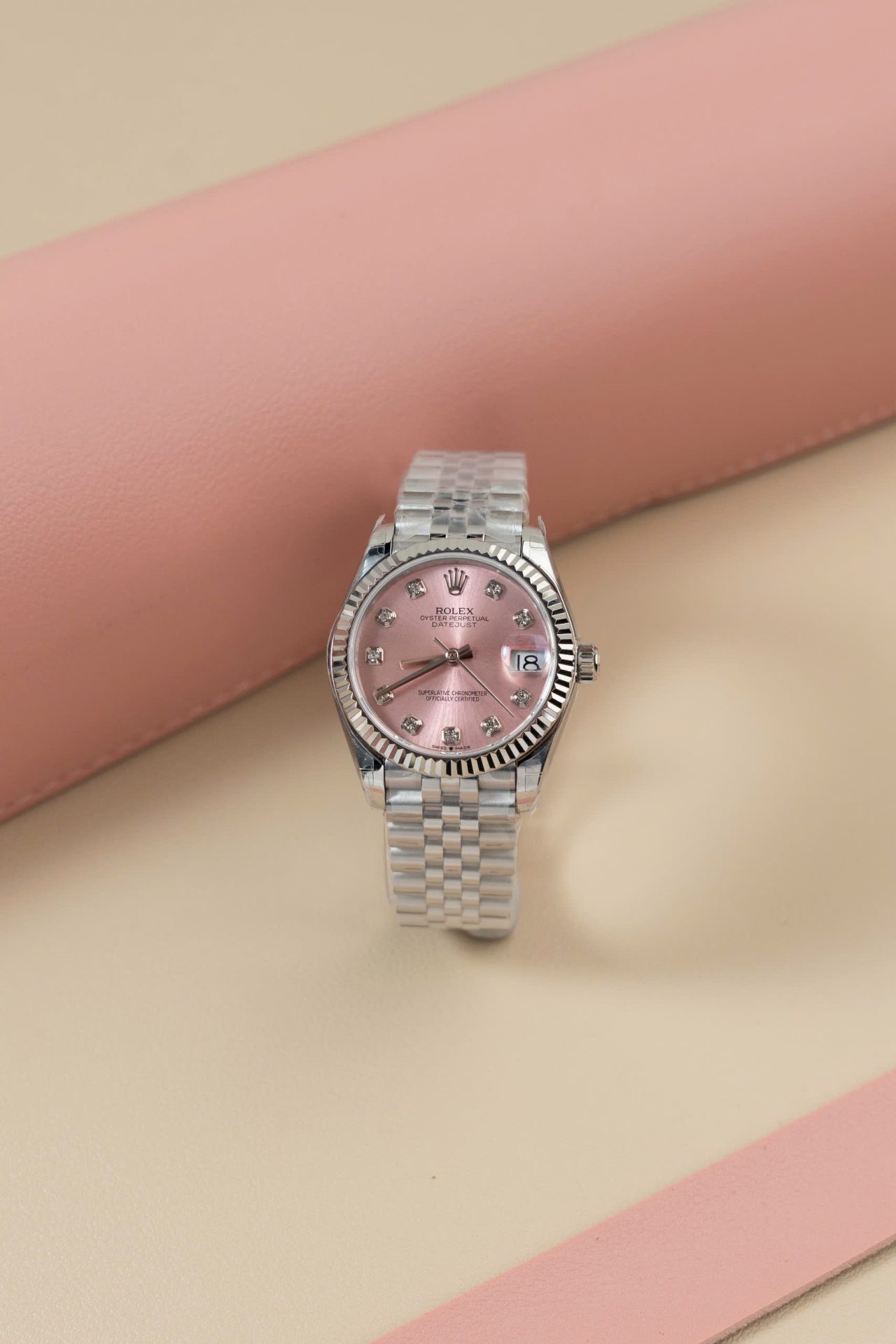 Rolex DateJust Lady Replica Watch Pink Dial Jubilee Strap 31mm - Elite Watch Atelier
