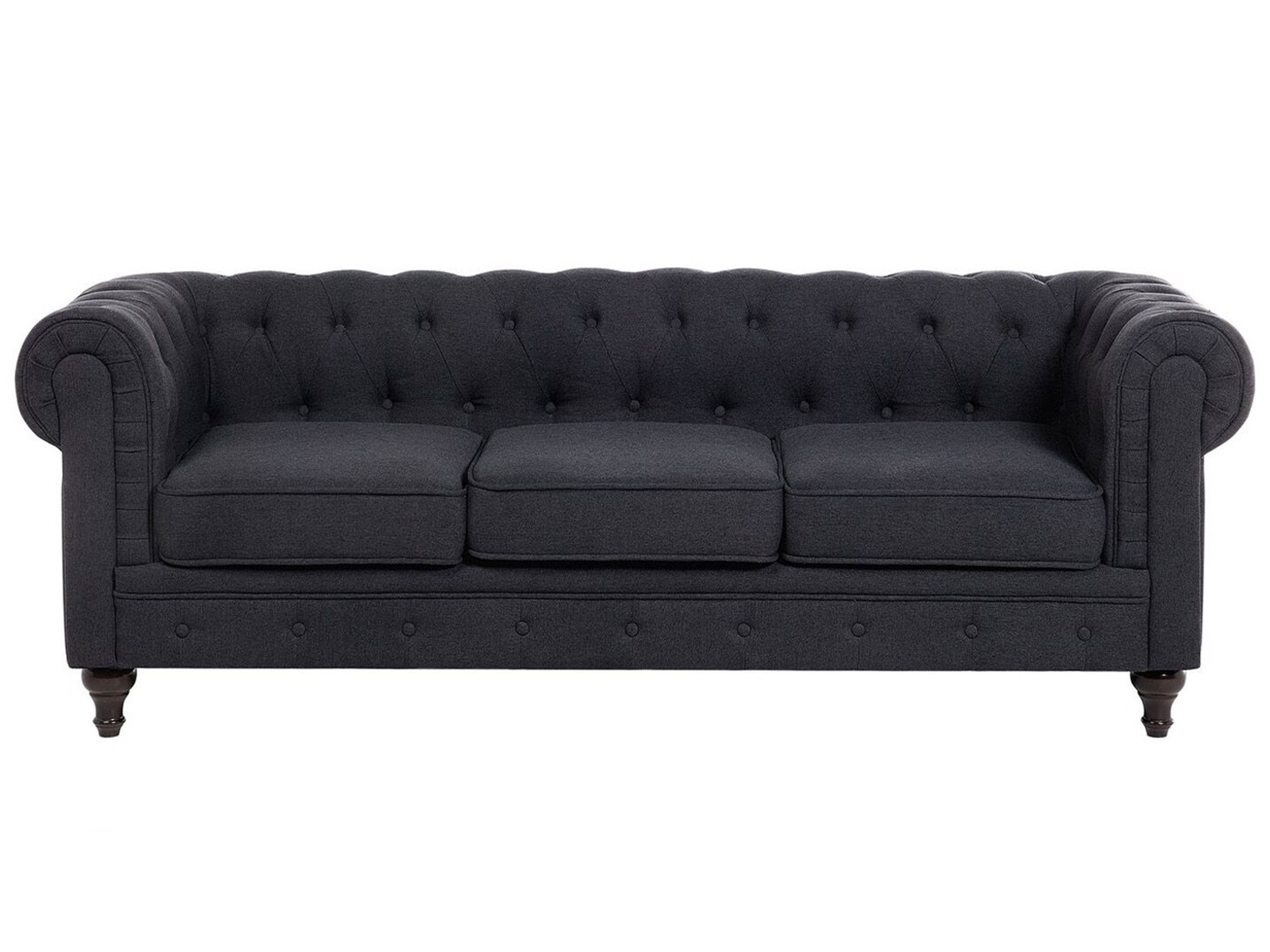Sofa 3 Seater CHESTERFIELD Fabric Graphite Grey