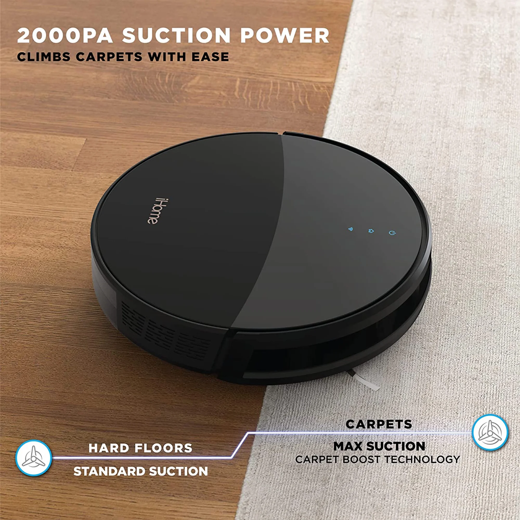 iHome iHRV1-BLK AutoVac Eclipse Robot Self Charging Vacuum Cleaner, Black
