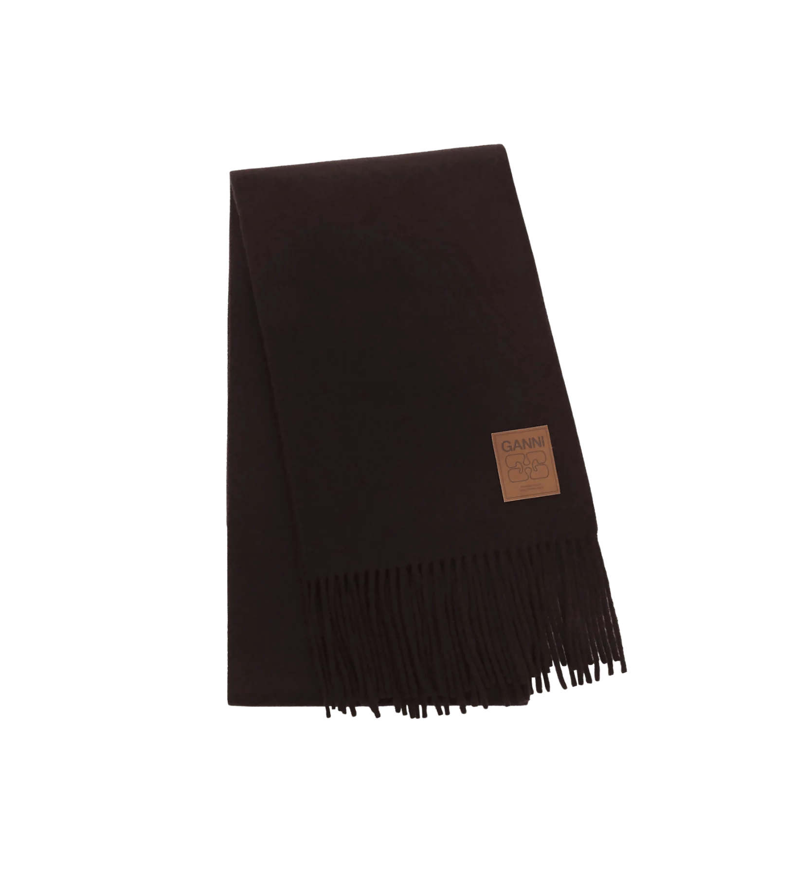 GANNI Double Face Wool Knit Scarf