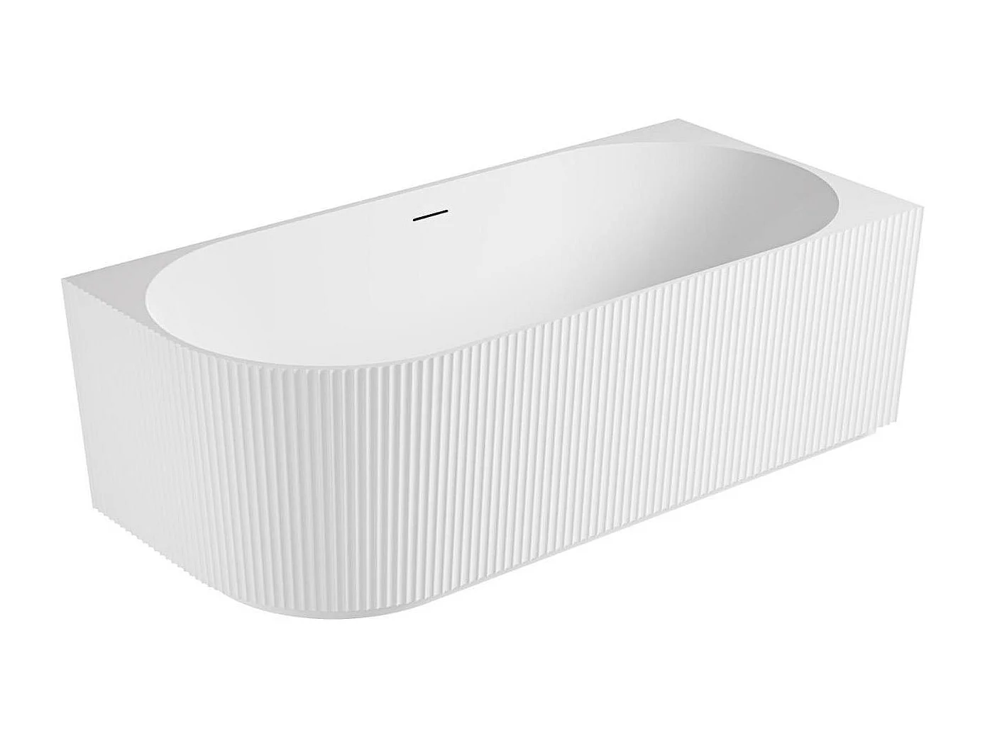 Baignoire striée acrylique semi-îlot blanche 170cm - Angle droit STRIA