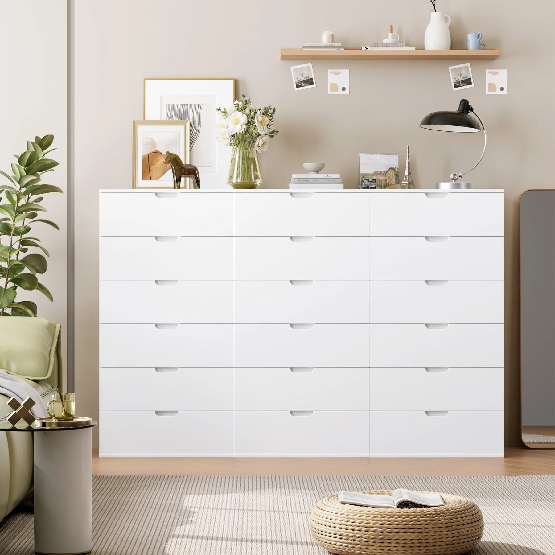 Homfa 6 Drawers Dresser, 47"H White Dresser, Modern Chest with Drawer for Bedroom - Image 5