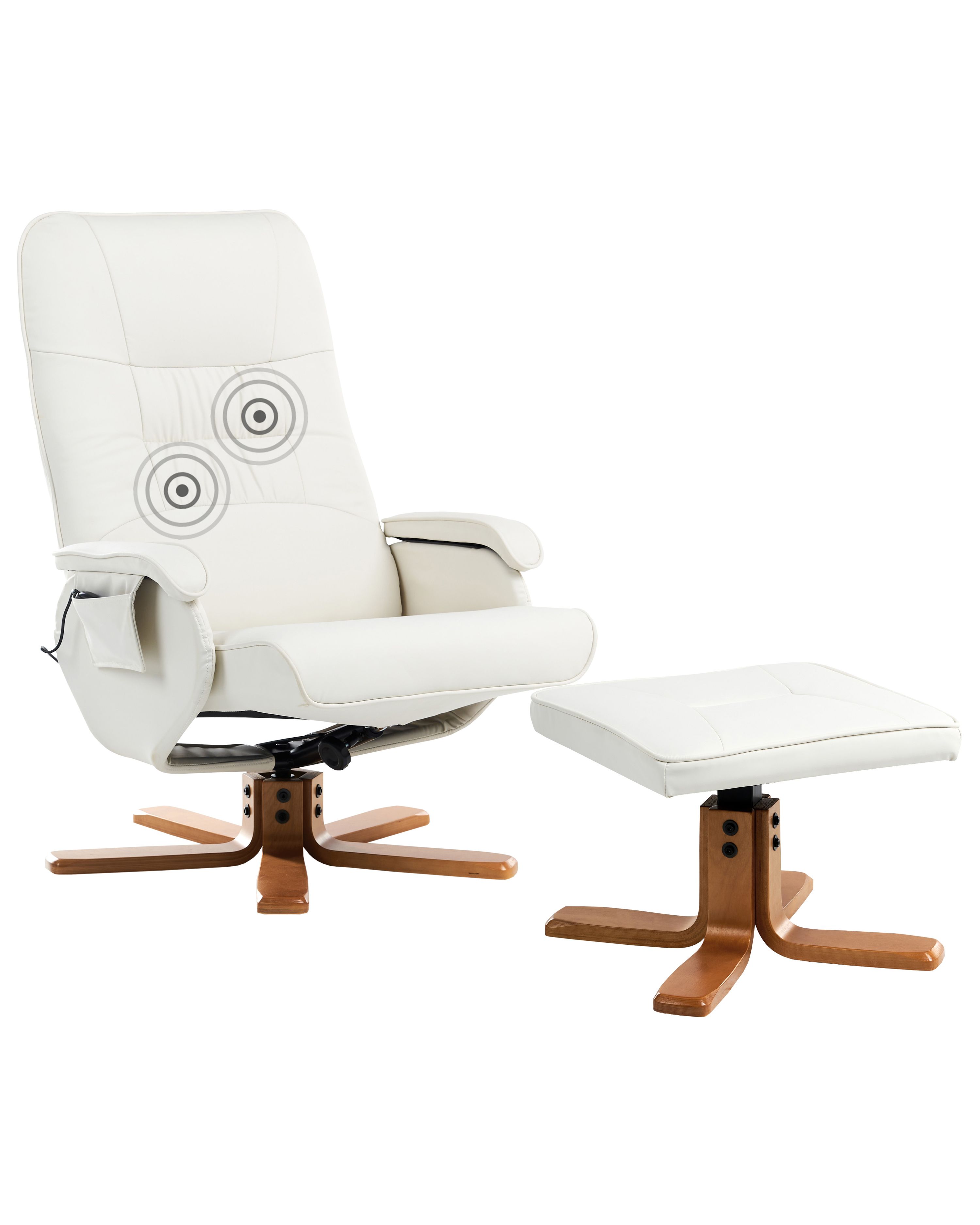 Massage Chair RELAXPRO with Footstool Faux Leather Off-White