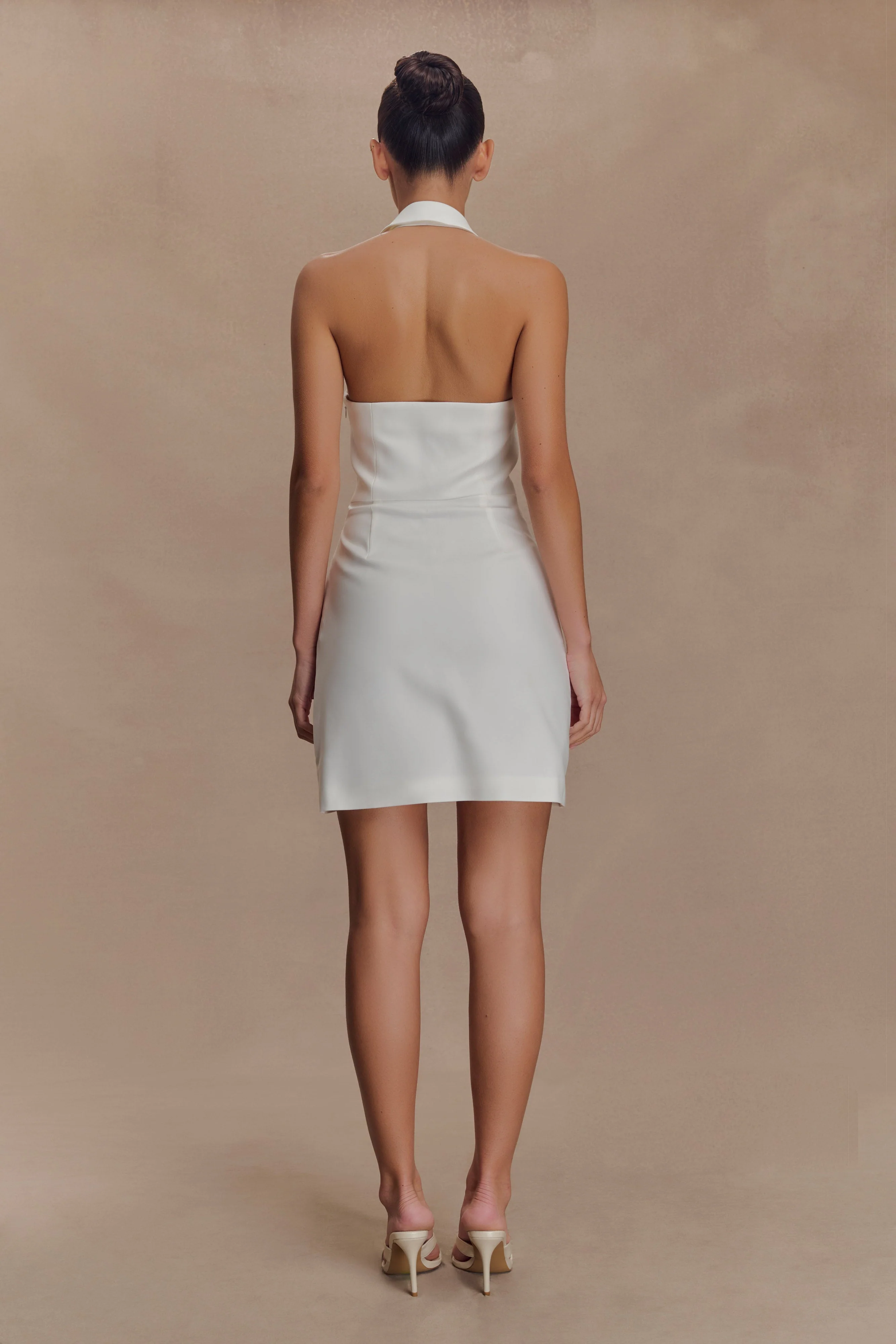 Ruth Cotton Halter Mini Dress - Ivory