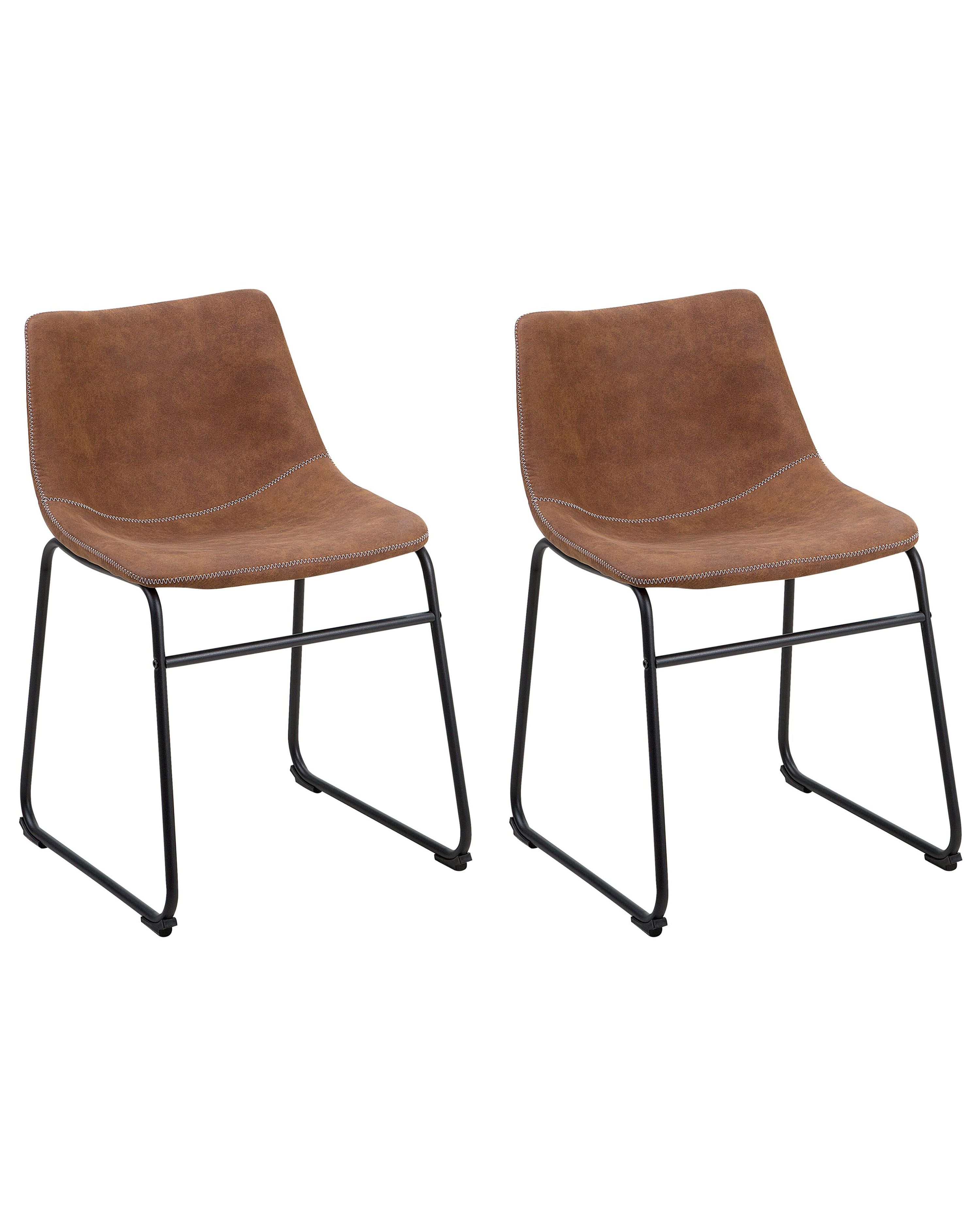 Set of 2 Dining Chairs BATAVIA Fabric Golden Brown