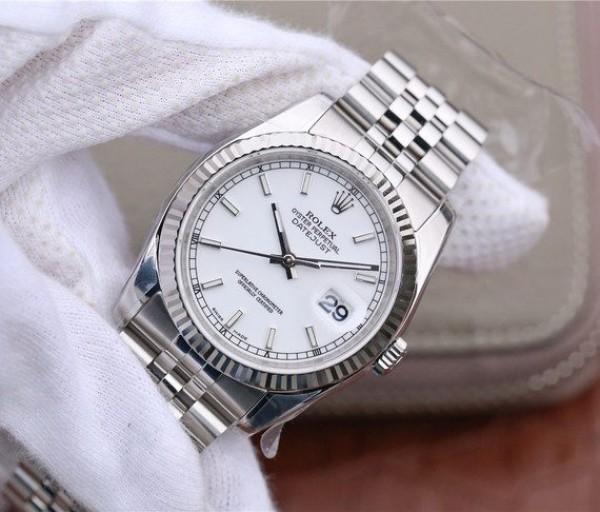 Replica Rolex DateJust 36mm SS 116234 ARF White Dial Stick Markers 904L SS Bracelet SA3135 - Elite Watch Atelier